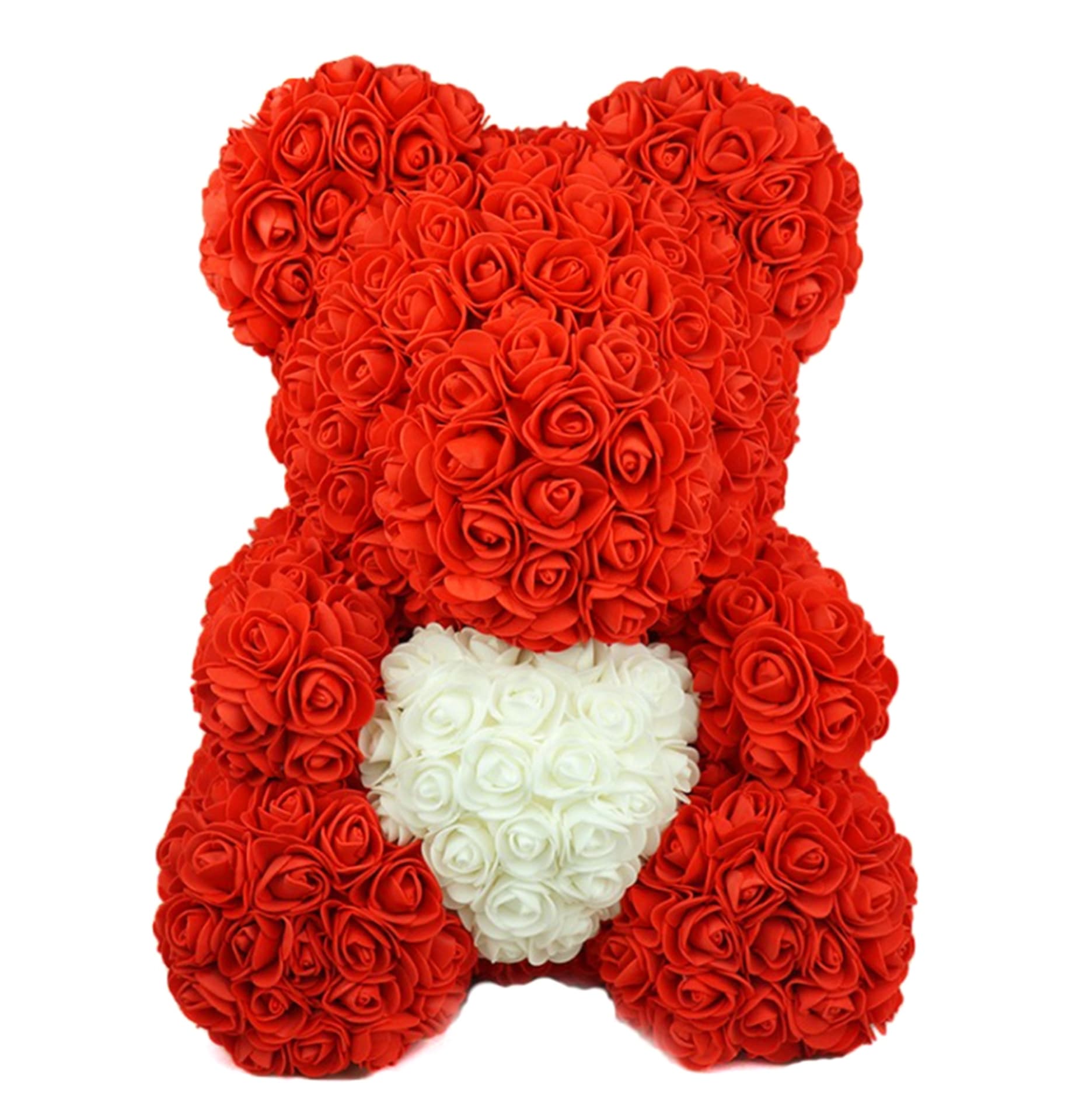 

BQ54 Miś z róż z sercem 23cm