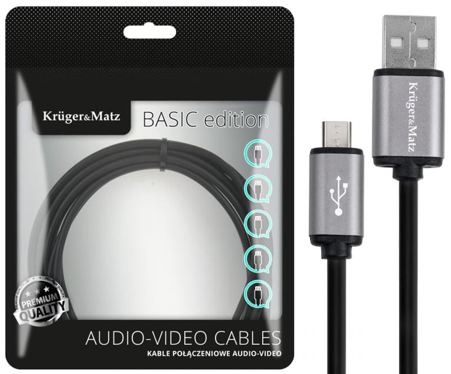 

Kabel USB - micro USB 1m Kruger&Matz Basic