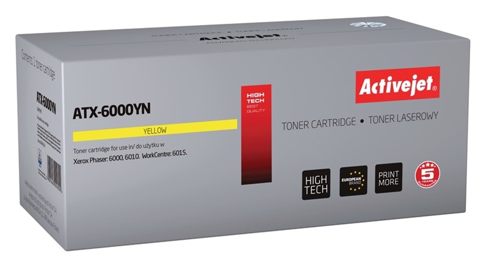 

Activejet Toner ATX-6000YN (zamiennik Xerox 106R01633; Supreme; 1000 stron; żółty)