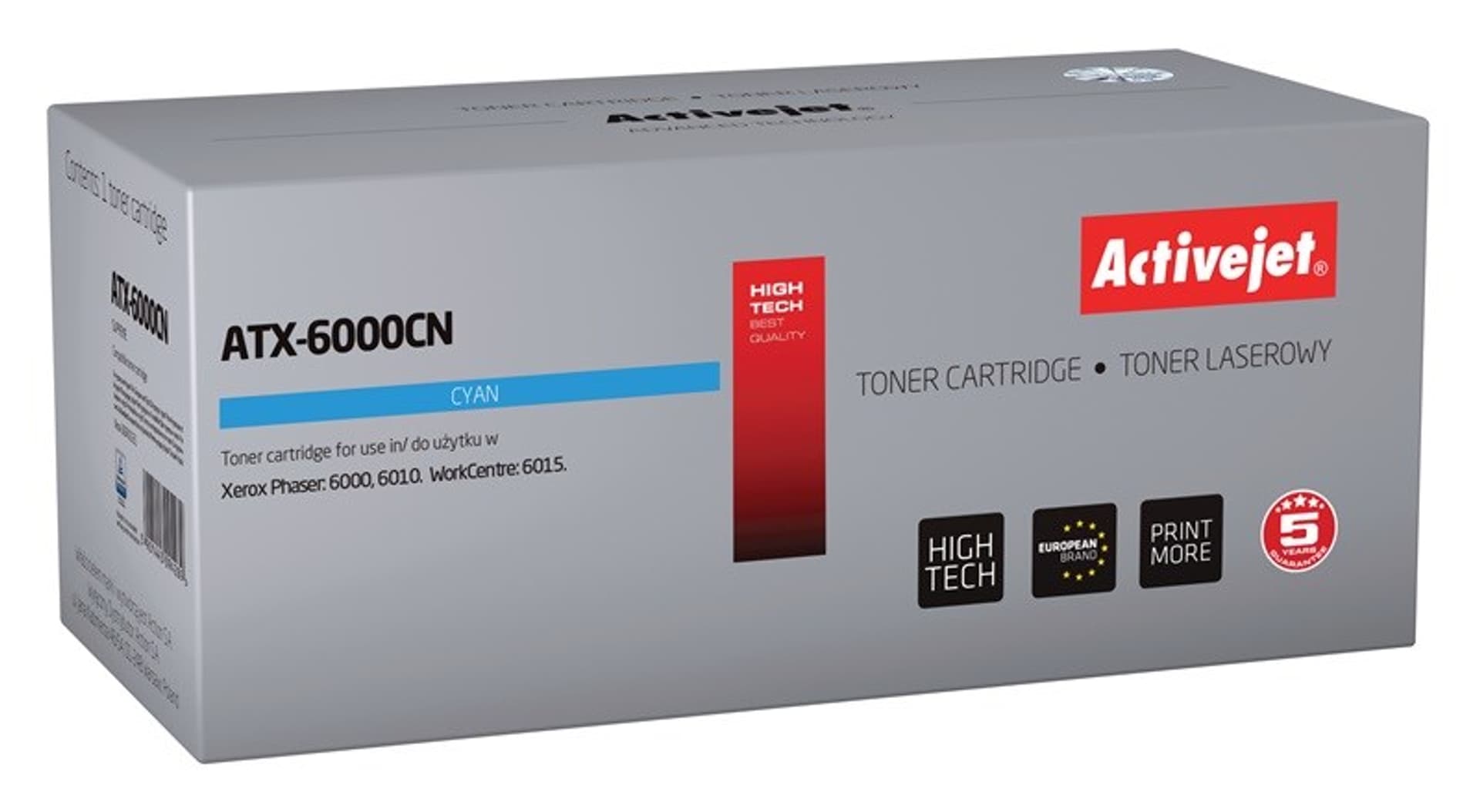 

Activejet Toner ATX-6000CN (zamiennik Xerox 106R01631; Supreme; 1000 stron; niebieski)