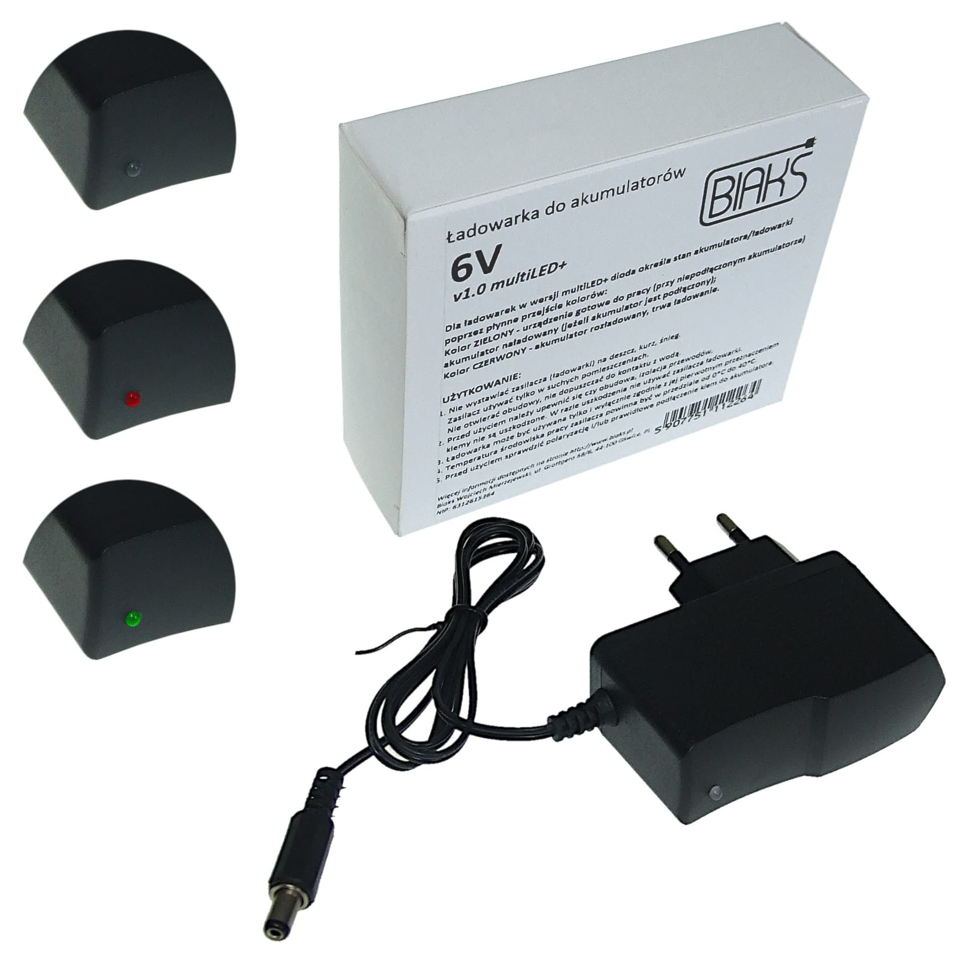 

Smukły Akumulator żelowy AGM 6V 10Ah + ŁADOWARKA 1A Multi-LED+ Pojazdów