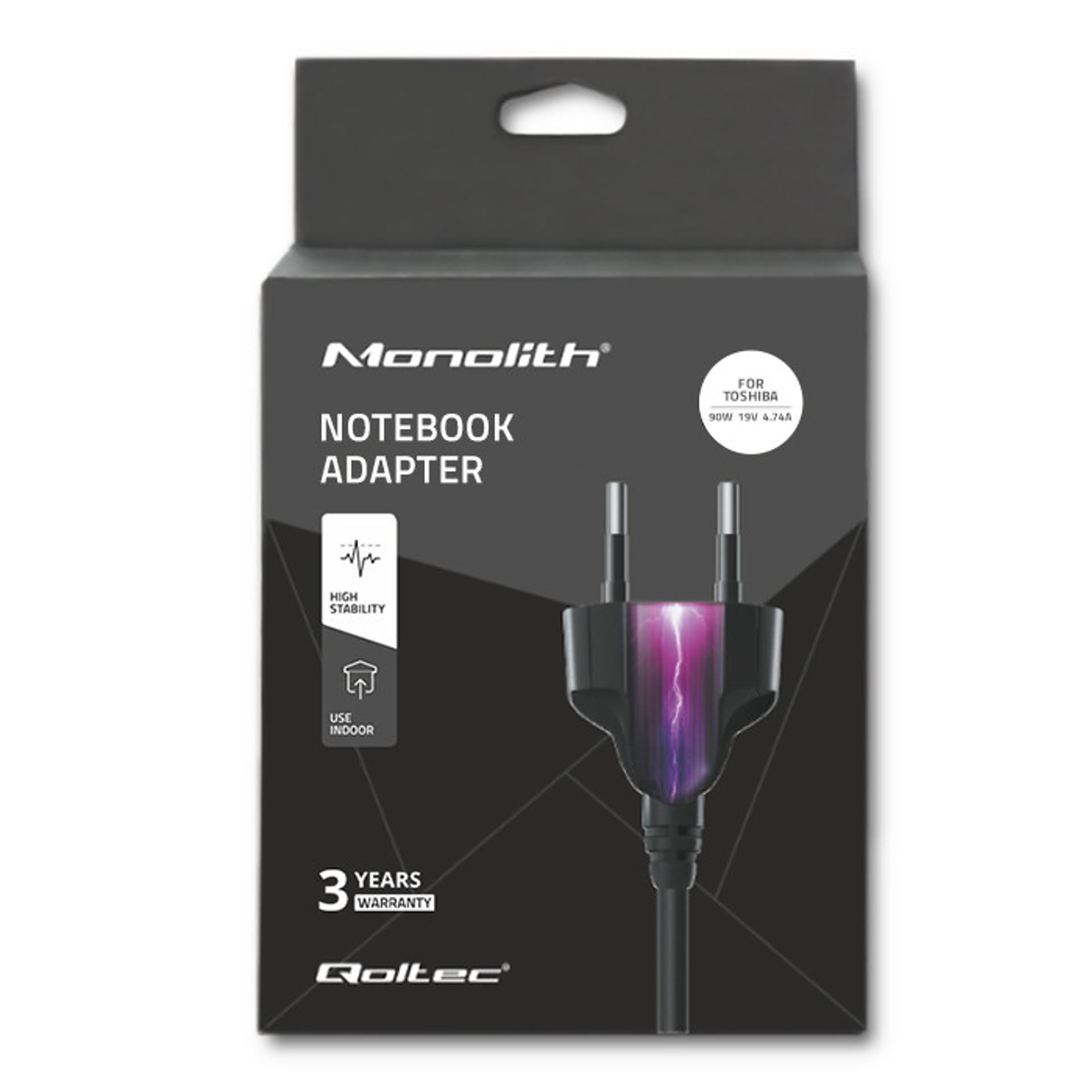

Qoltec Zasilacz do Toshiba 90W | 19V | 4.74A | 5.5*2.5 | +kabel zasilający (0NC)