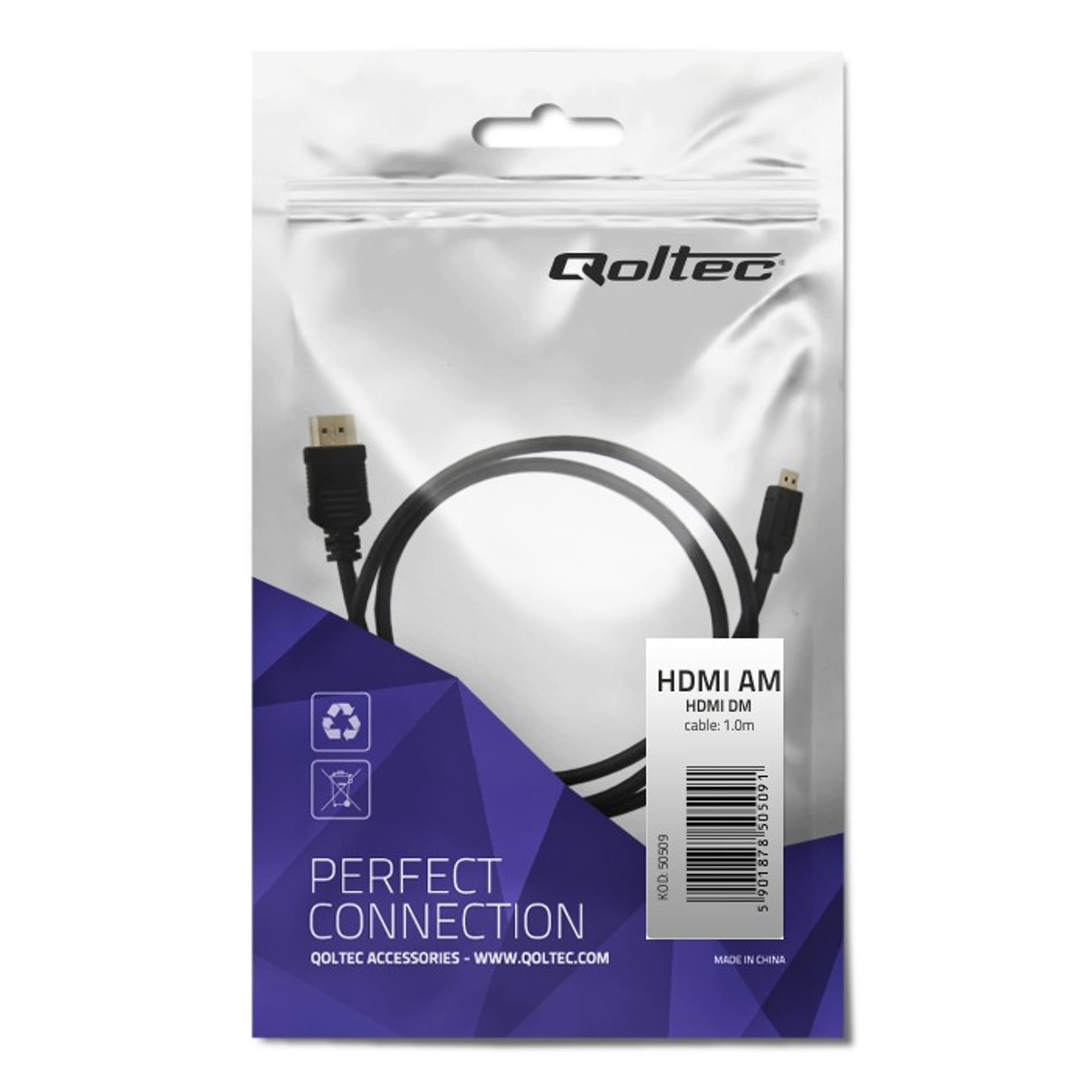 

Qoltec Kabel HDMI A męski | Micro HDMI D męski | 1m (0NC)