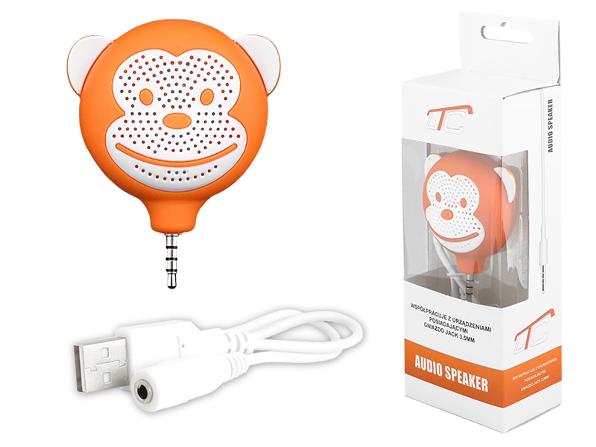 

1 szt. PS Mini głośnik MONKEY TEL057, pomarańczowy.