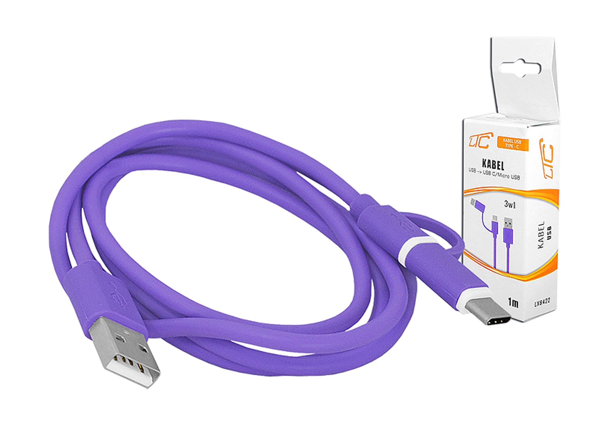

1 szt. PS Kabel USB - USB Type-C /micro USB 2w1.
