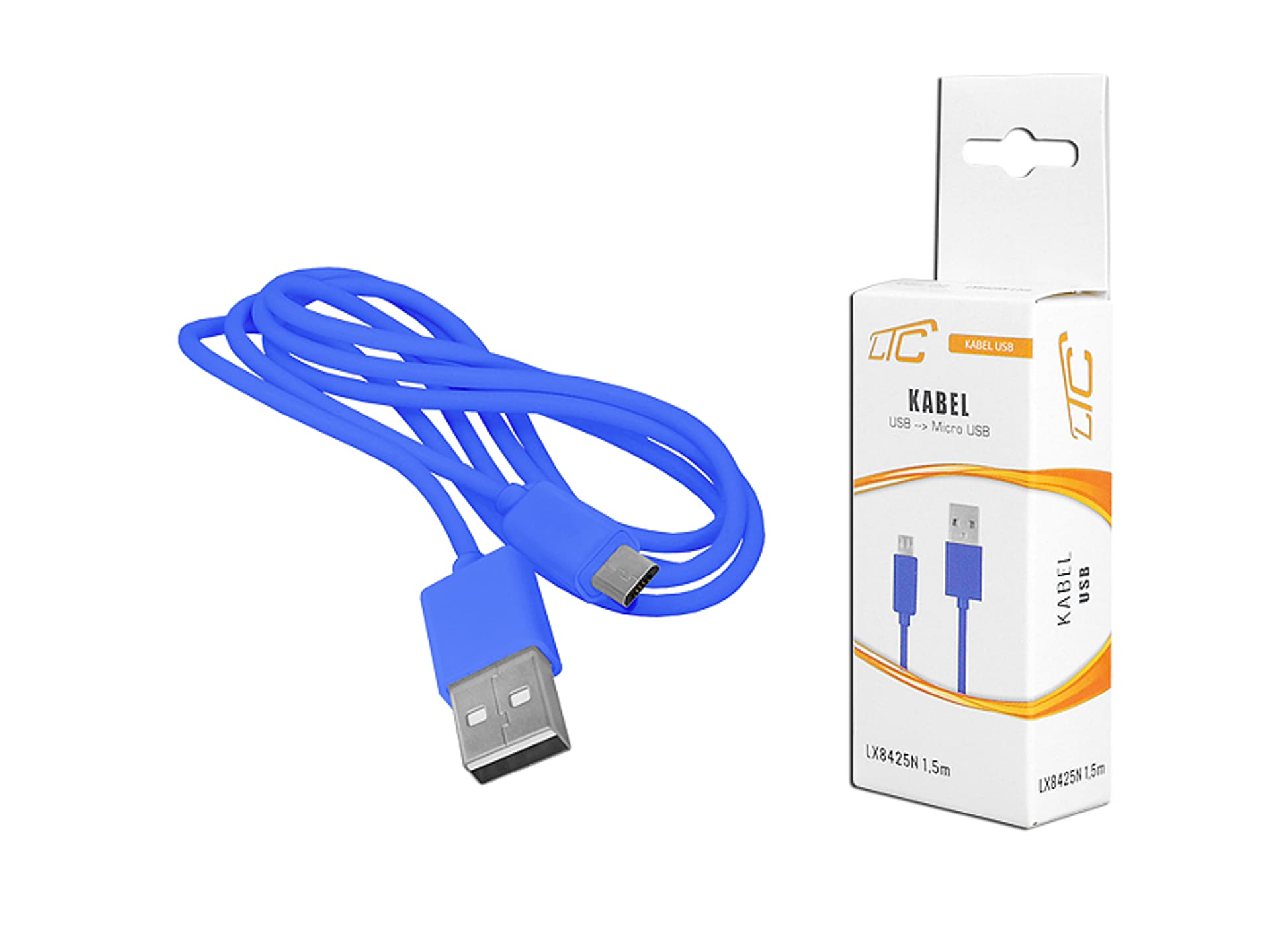

PS Kabel USB-micro USB 1,5m, niebieski, HQ. (1LM)