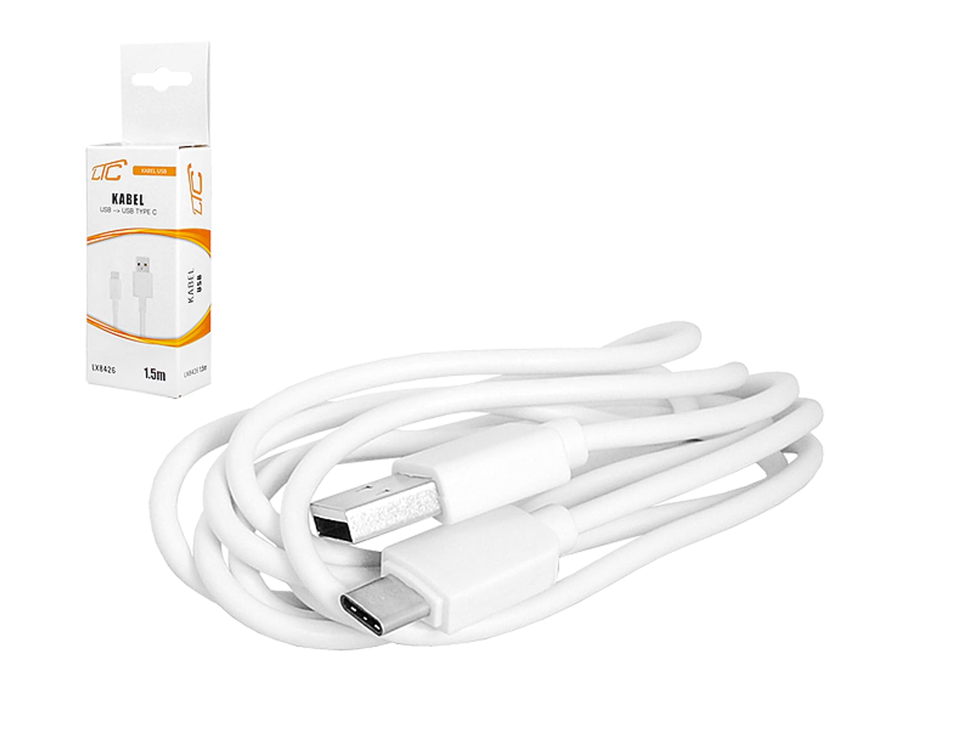 

PS Kabel HQ USB -USB Type-C 1,5m, biały. (1LM)