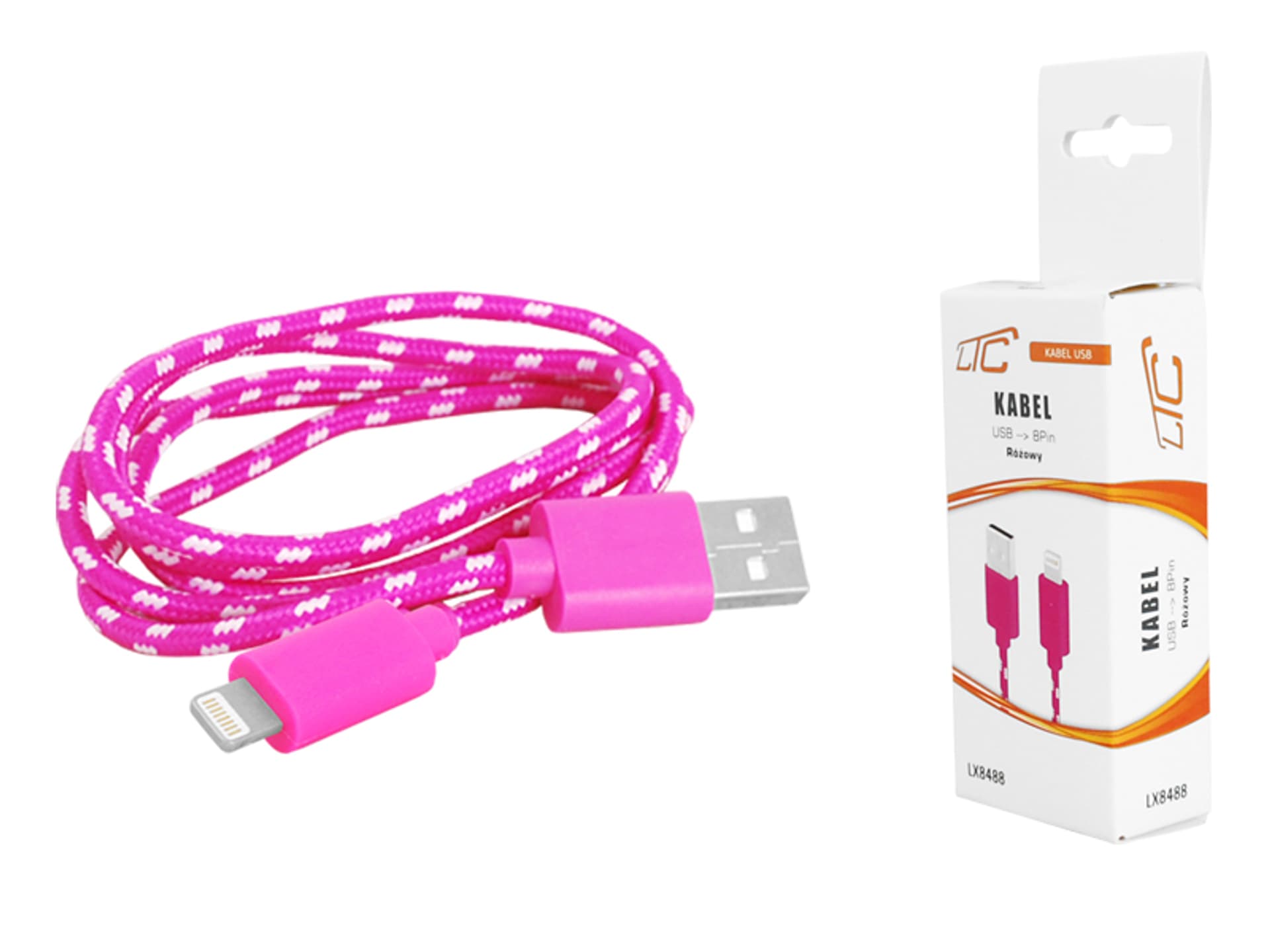

PS Kabel USB-Iphone, 1m, różowy. (1LM)