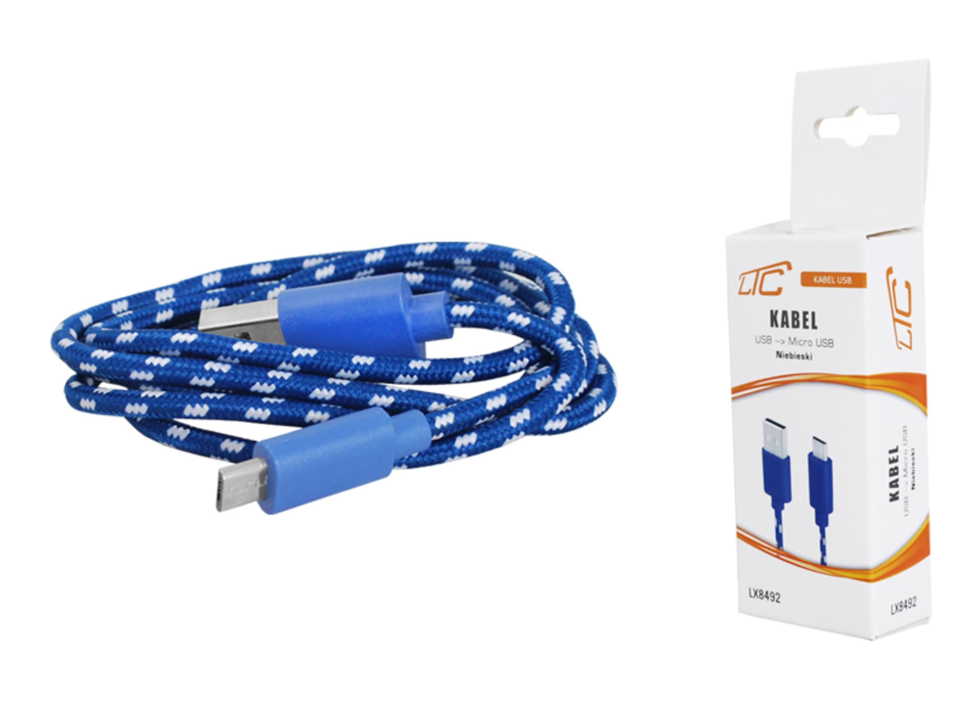 

1 szt. PS Kabel USB-microUSB, 1m, niebieski.