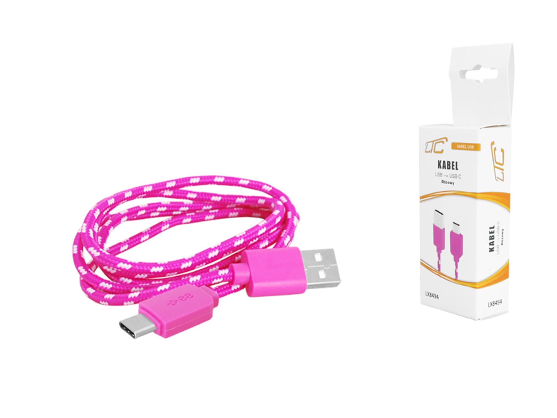 

1 szt. PS Kabel USB-Type-C, 1m, różowy.