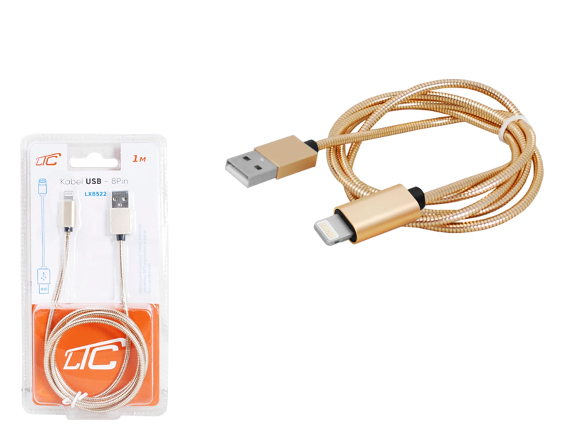 

1 szt. PS Kabel USB-Iphone 1m, złoty.