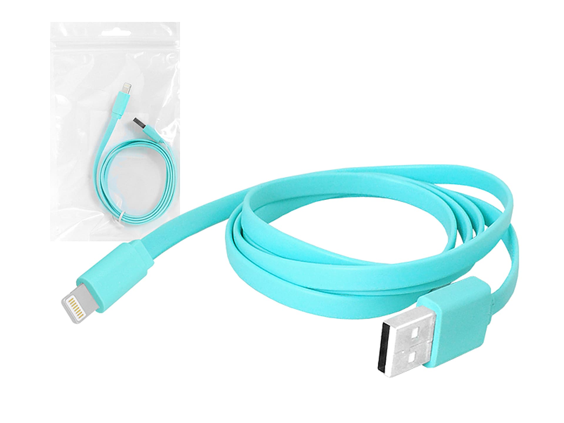 

PS Kabel USB - IPHONE 8PIN 1m płaski, niebieski. (1LM)