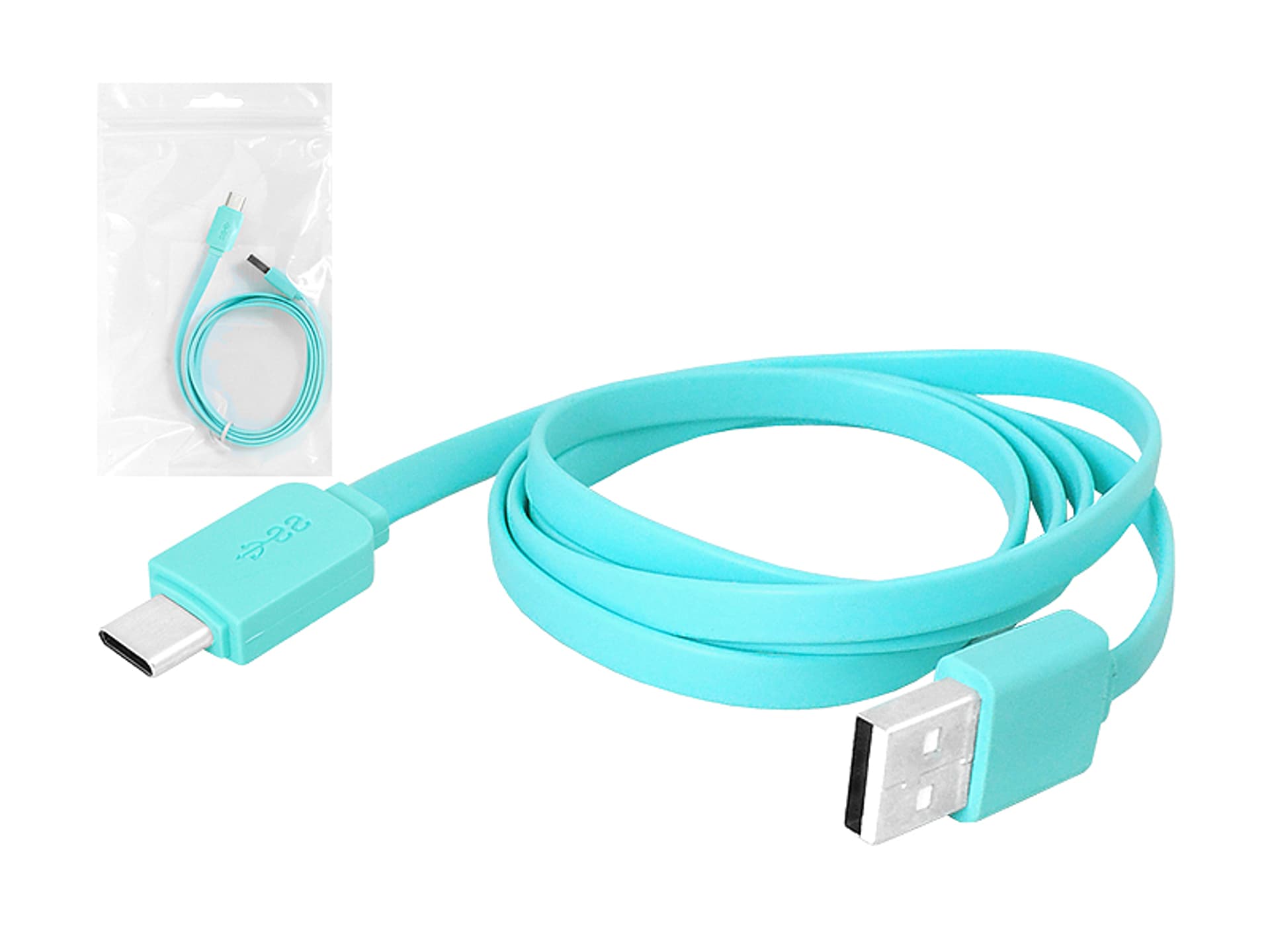 

1 szt. PS Kabel USB - Type-C 1m, płaski, niebieski.