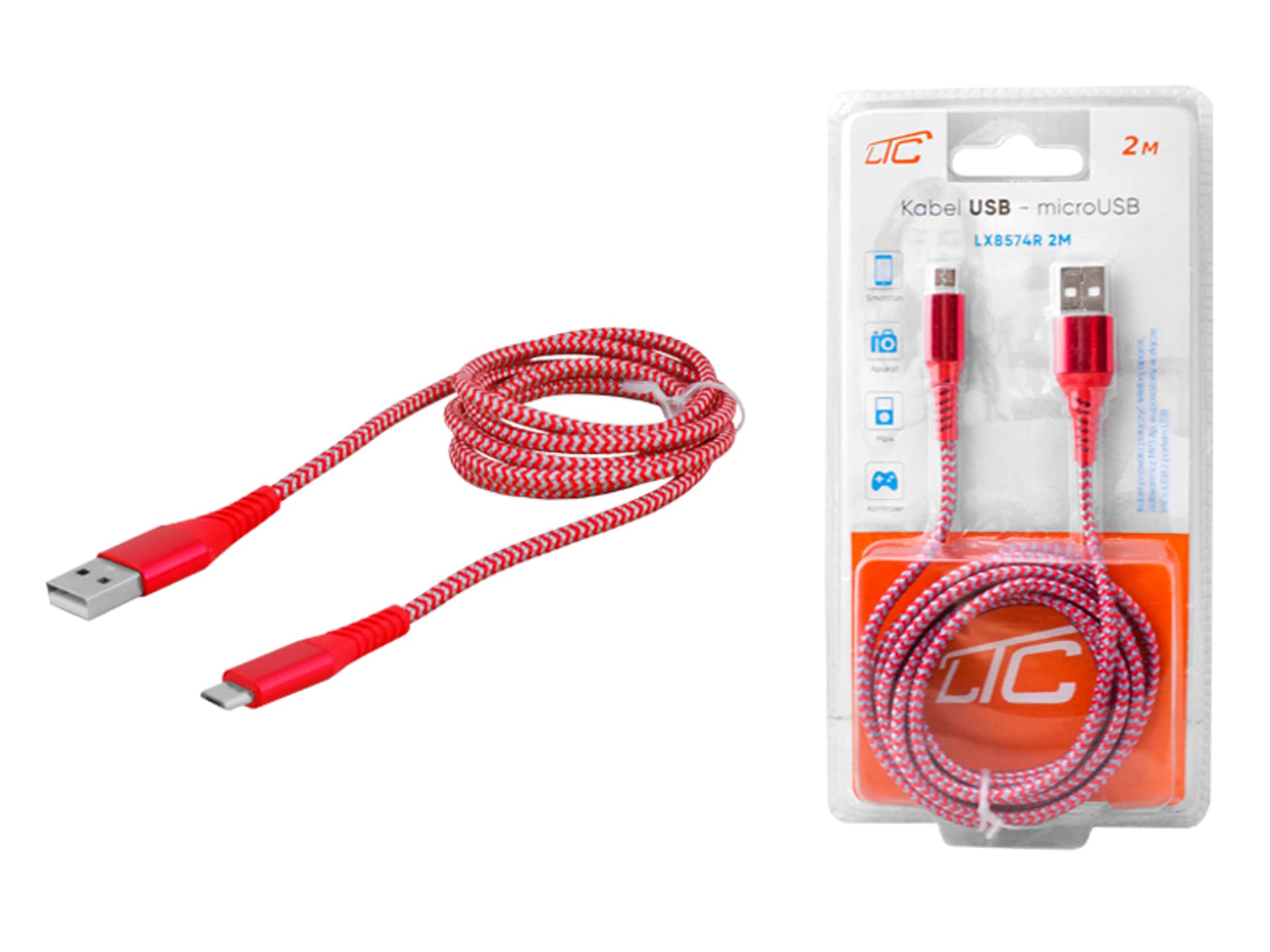 

PS Kabel USB - microUSB 2m czerwony. (1LM)