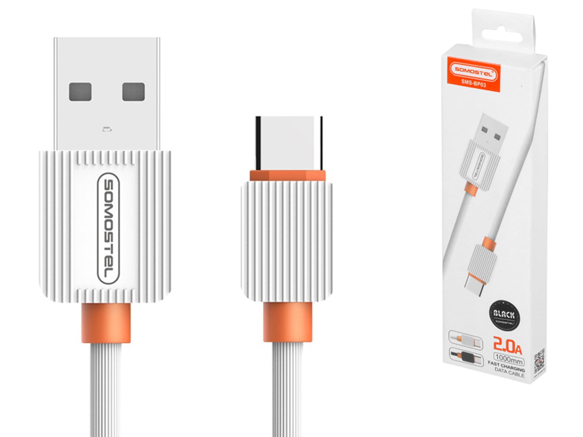 

1 szt. Kabel USB Type C, Somostel SMS-BP03, 2 A, Quick Charge, Powerline, 1 m, czarny.