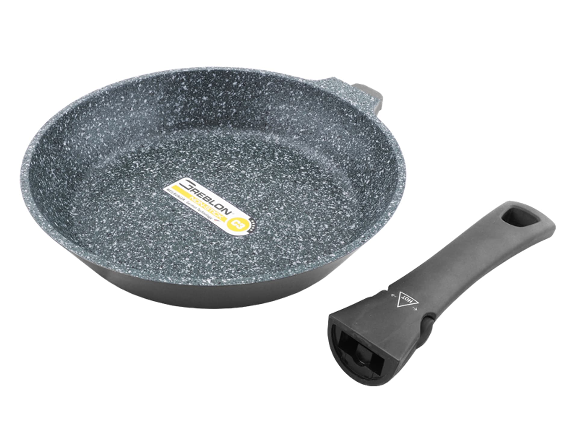 

Patelnia GRANIT 24cm odpinana rączka, wszystkie rodzaje kuchenek. (1LM)
