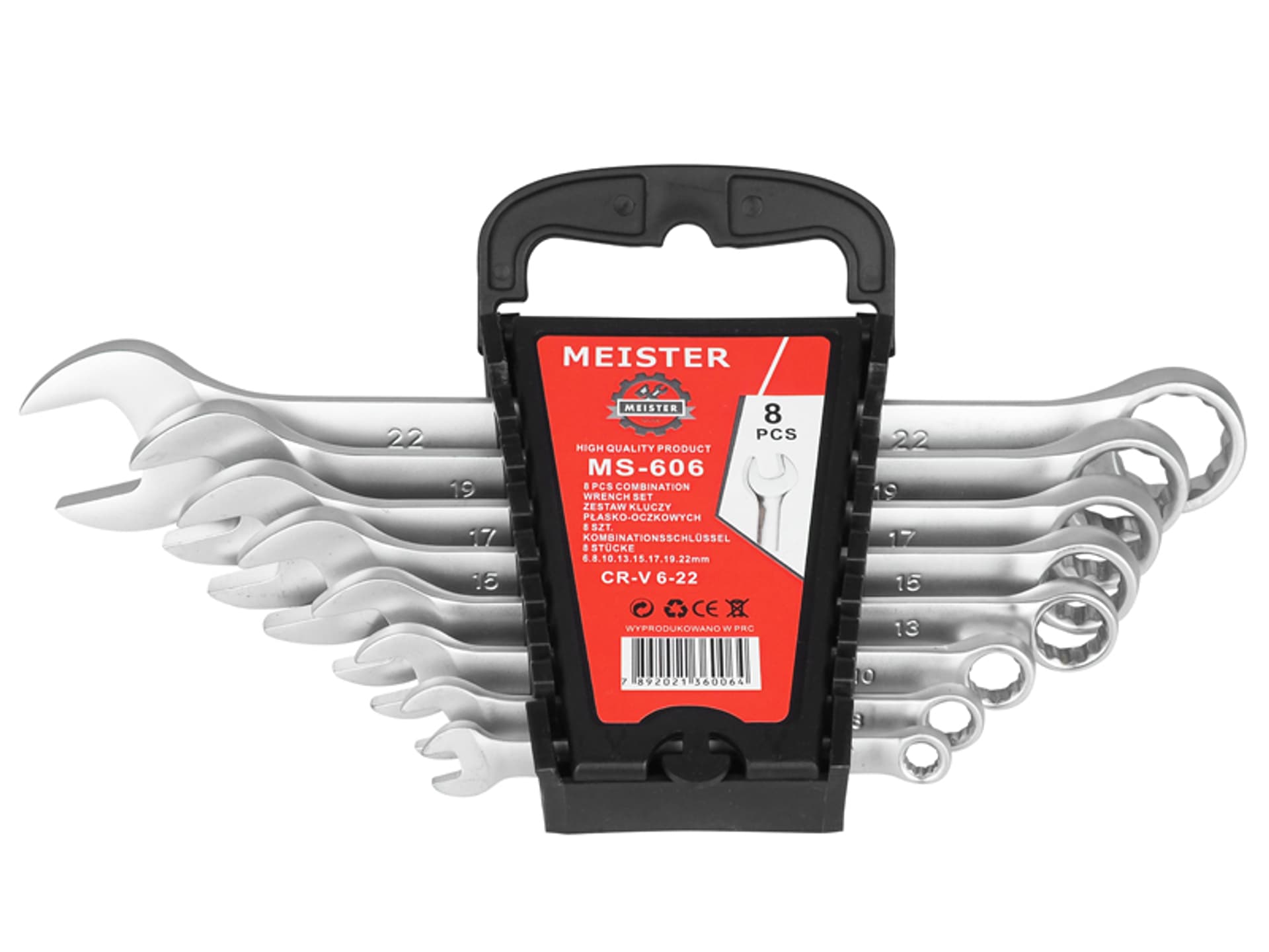 

1 szt. Zestaw kluczy płasko-oczkowych Meister. 6-22 mm, 8 elementów.