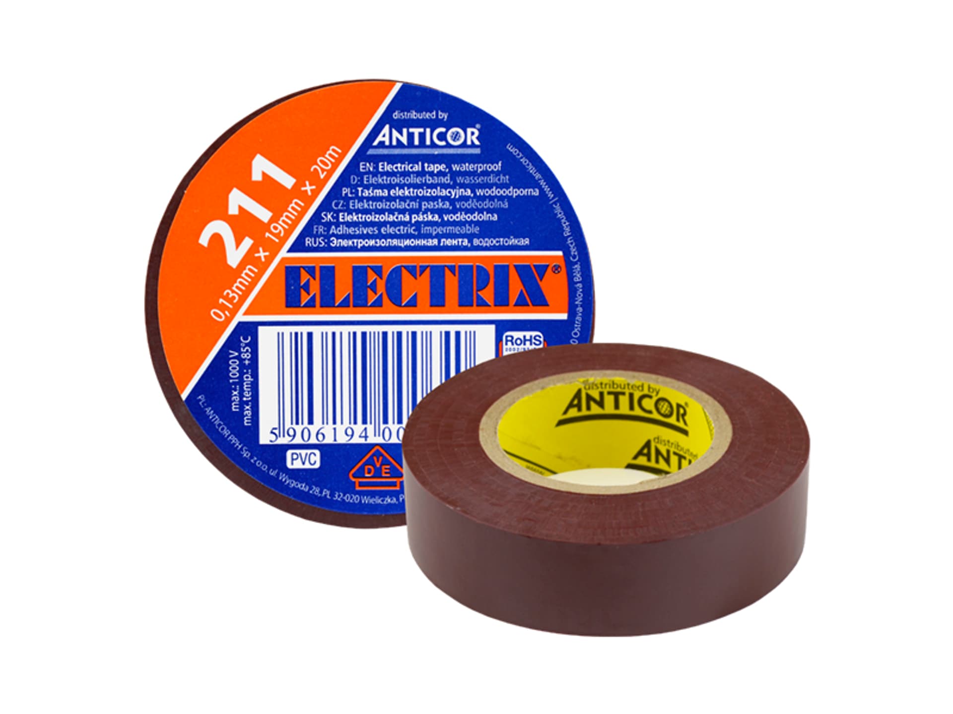 

Taśma Electrix 211 PCV brązowa, 19 mm x 20 m. (1LM)