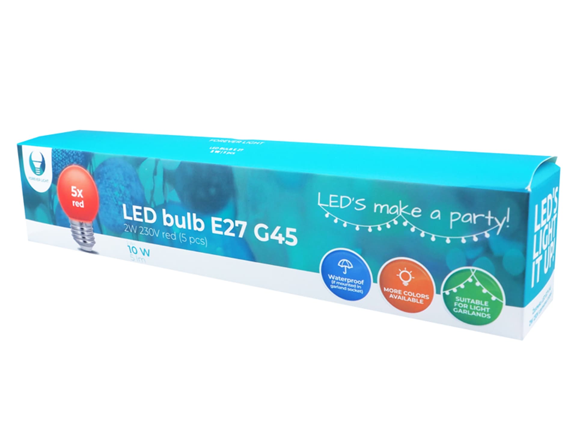 

1 kpl. Zestaw żarówek LED E27/G45/2 W, girlanda świetlna ogrodowa, czerwona, 5szt.