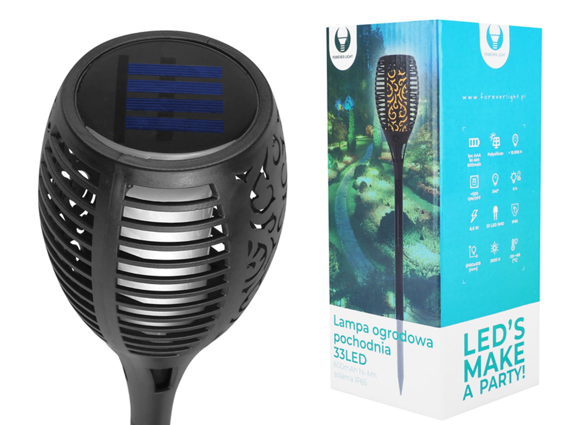 

Lampa ogrodowa pochodnia 33 x LED, 600 mAh, solarna, IP65, NEW. (1LM)