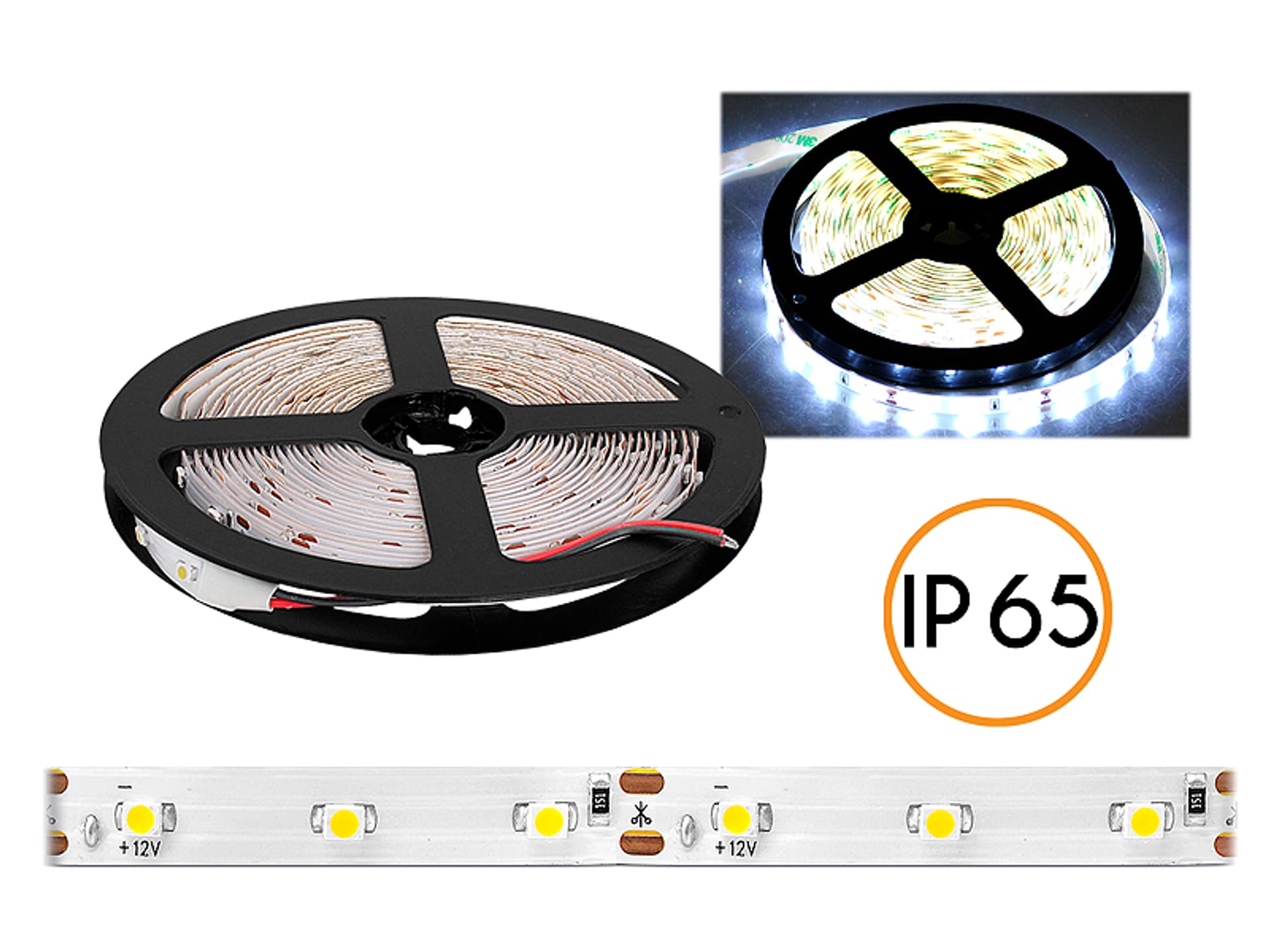 

1 rol. PS Sznur diodowy ECO wodoodporny, światło zimne białe, 300diod SMD2835, 5m, białe podłoże.
