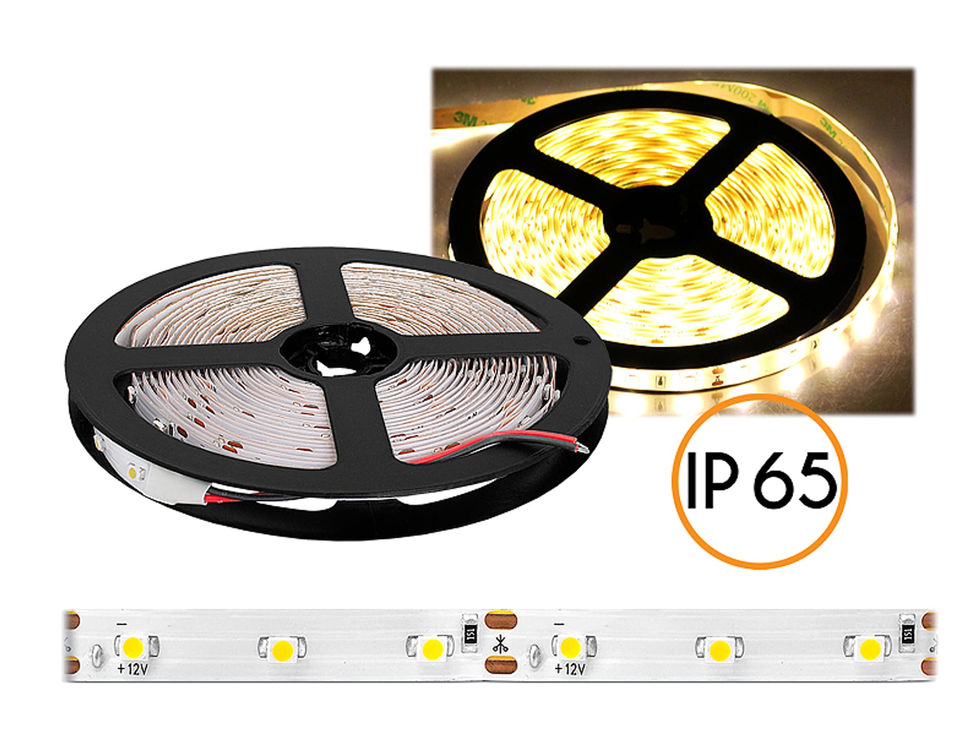 

1 rol. PS Sznur diodowy ECO wodoodporny, światło ciepłe białe, 300diod SMD2835, 5m, białe podłoże.