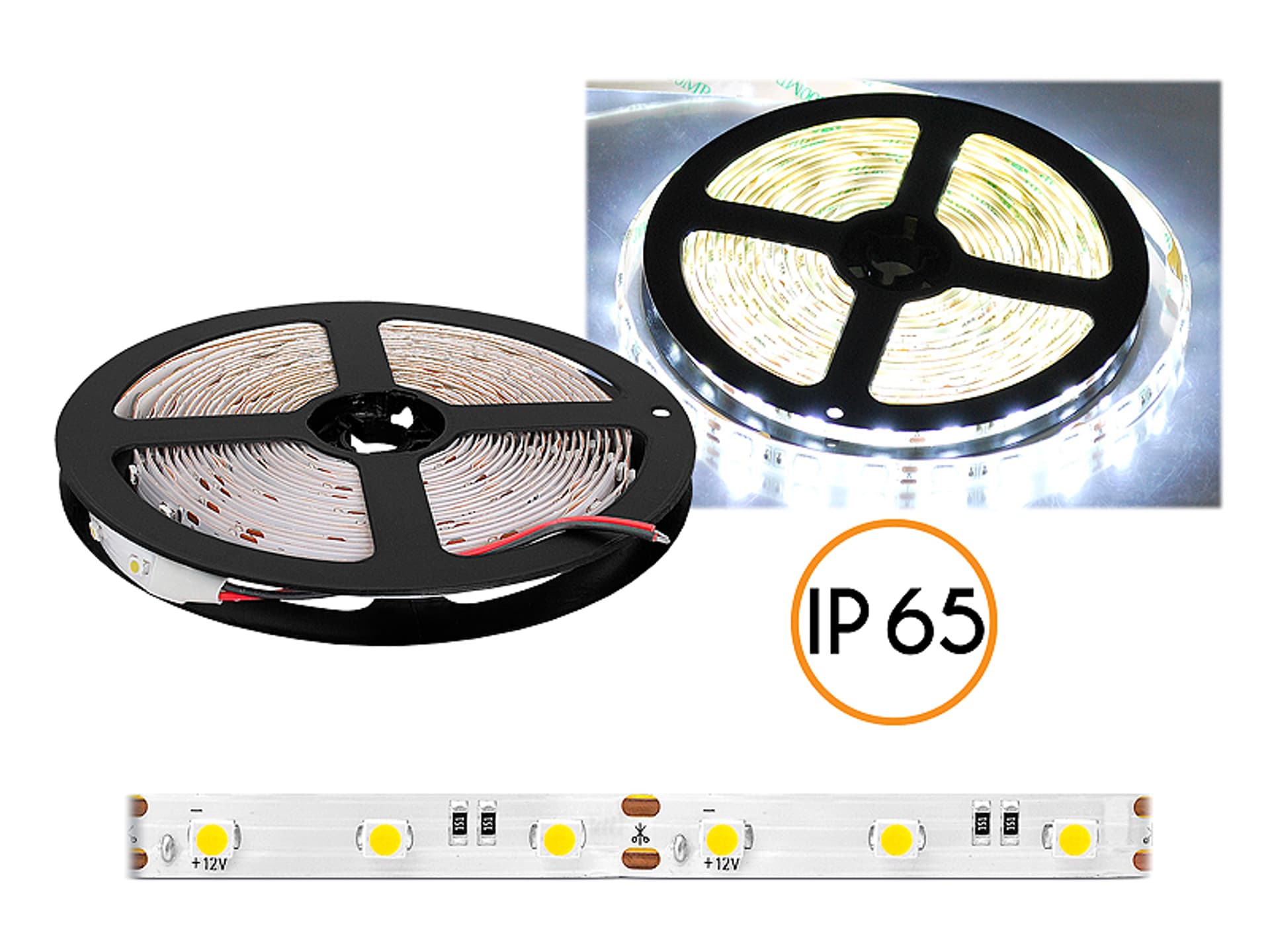

PS Sznur diodowy 5050 ECO wodoodporny zimny biały, 300 diod, białe podłoże, IP65. (1LM)