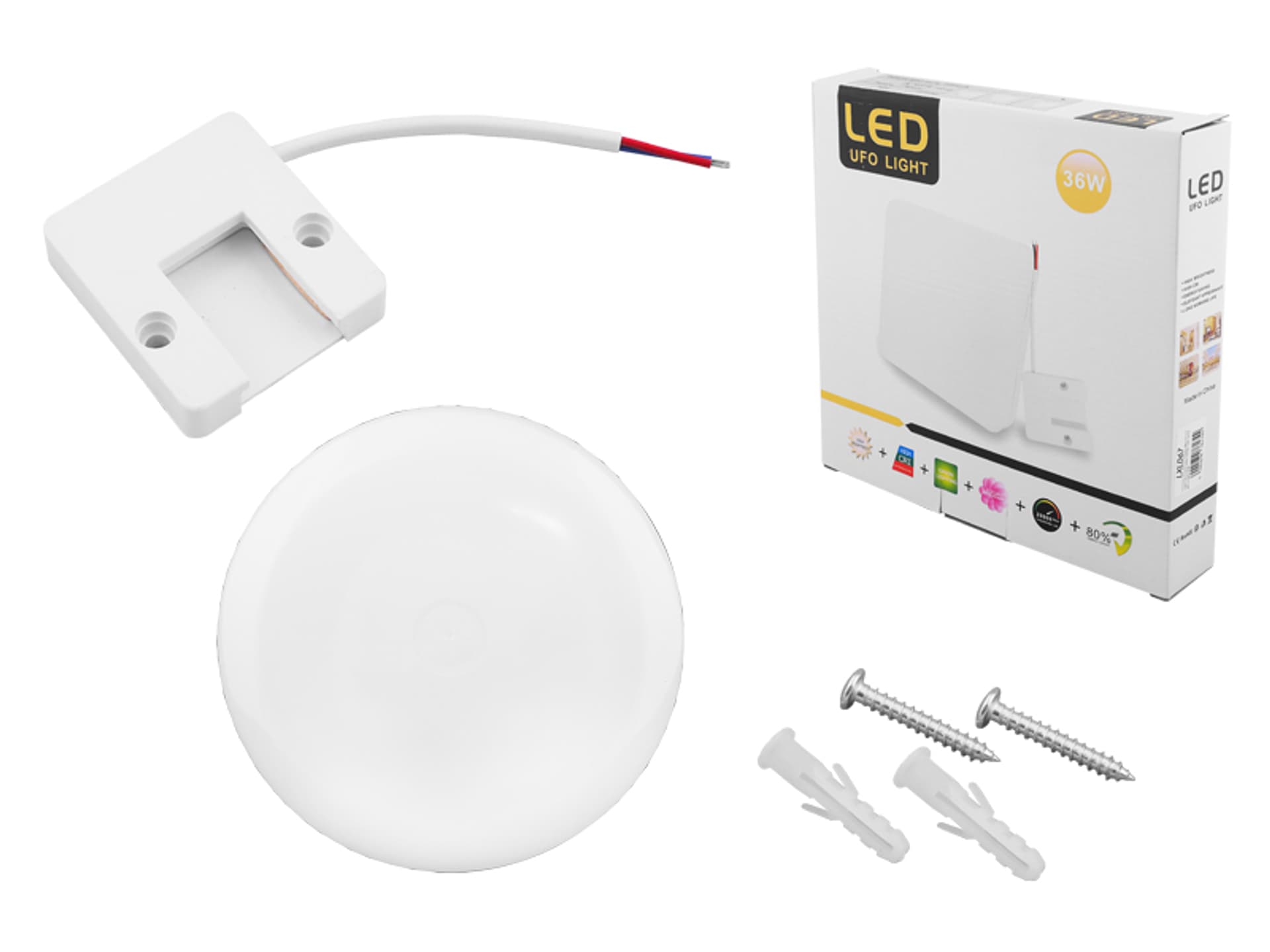 

Oprawa UFO LED sufitowa natynkowa odpinana, 36W 230V, 6500K, ABS, okrągła biała NEW. (1LM)
