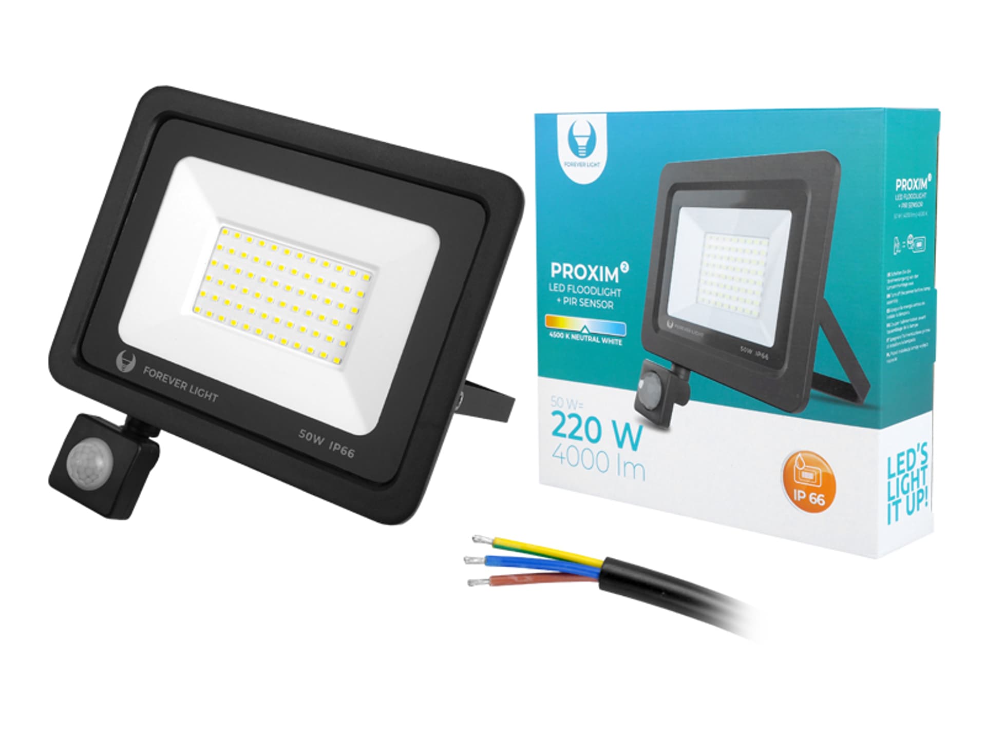 

1 szt. PS Naświetlacz Proxim II Slim LED + PIR SMD, 50 W, 4500 K, biały neutralny.