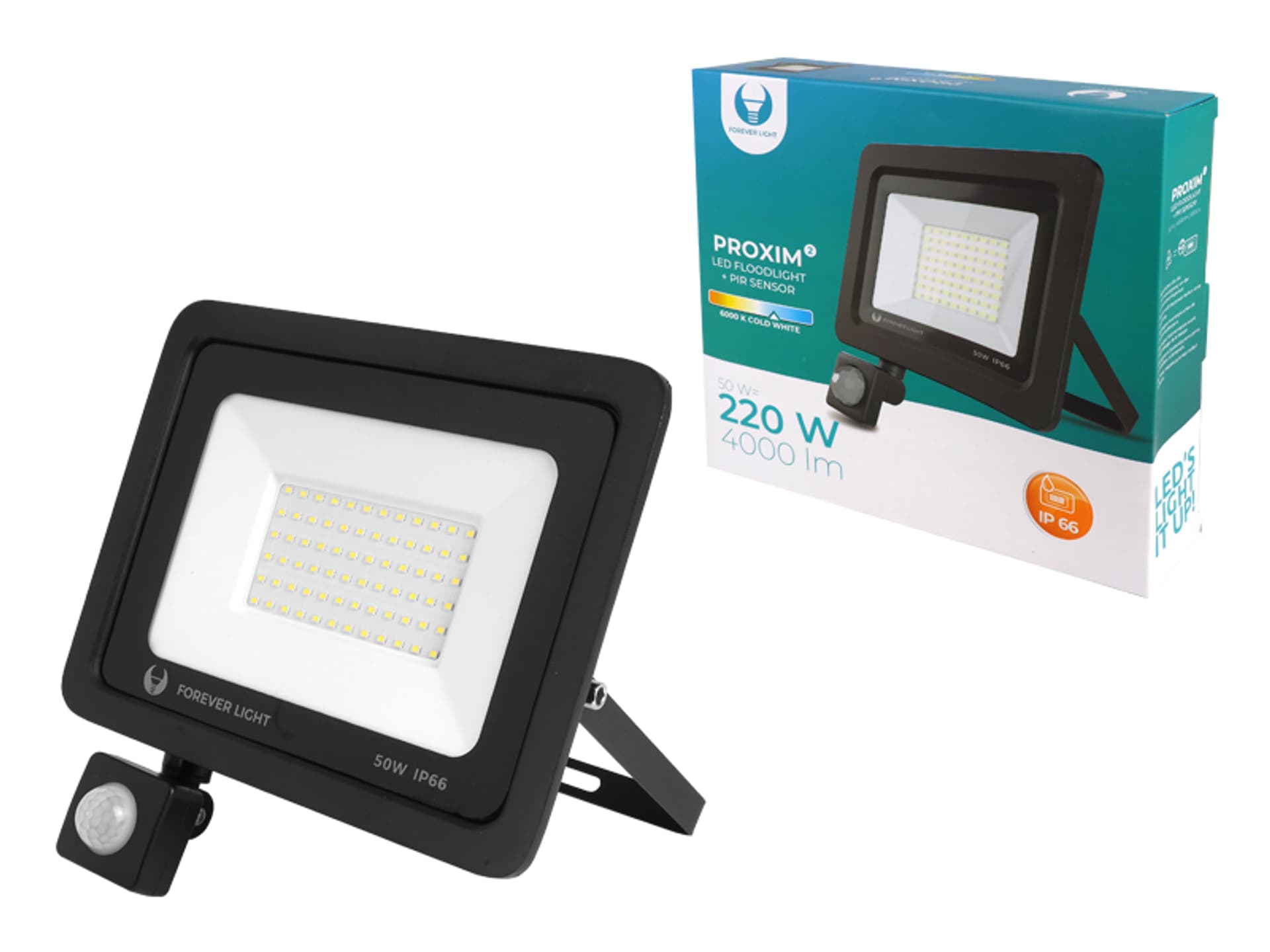 

1 szt. PS Naświetlacz PROXIM II SLIM LED SMD 50 W, światło zimne białe 6000 K + PIR.