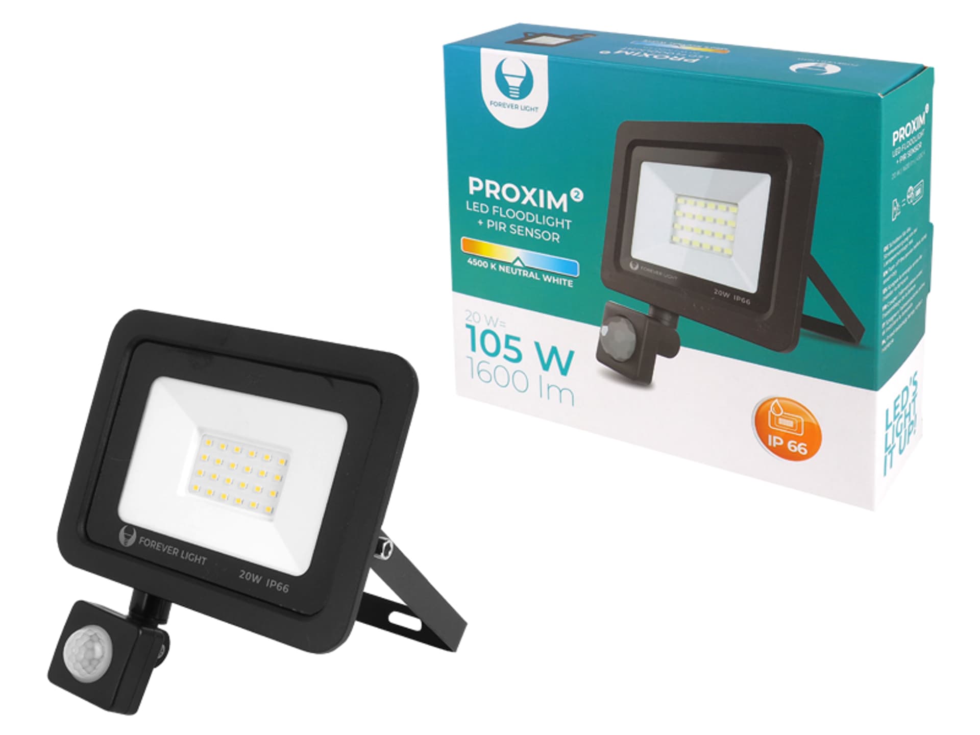 

1 szt. PS Naświetlacz PROXIM II SLIM LED SMD 20 W, światło neutralne 4500 K + PIR.