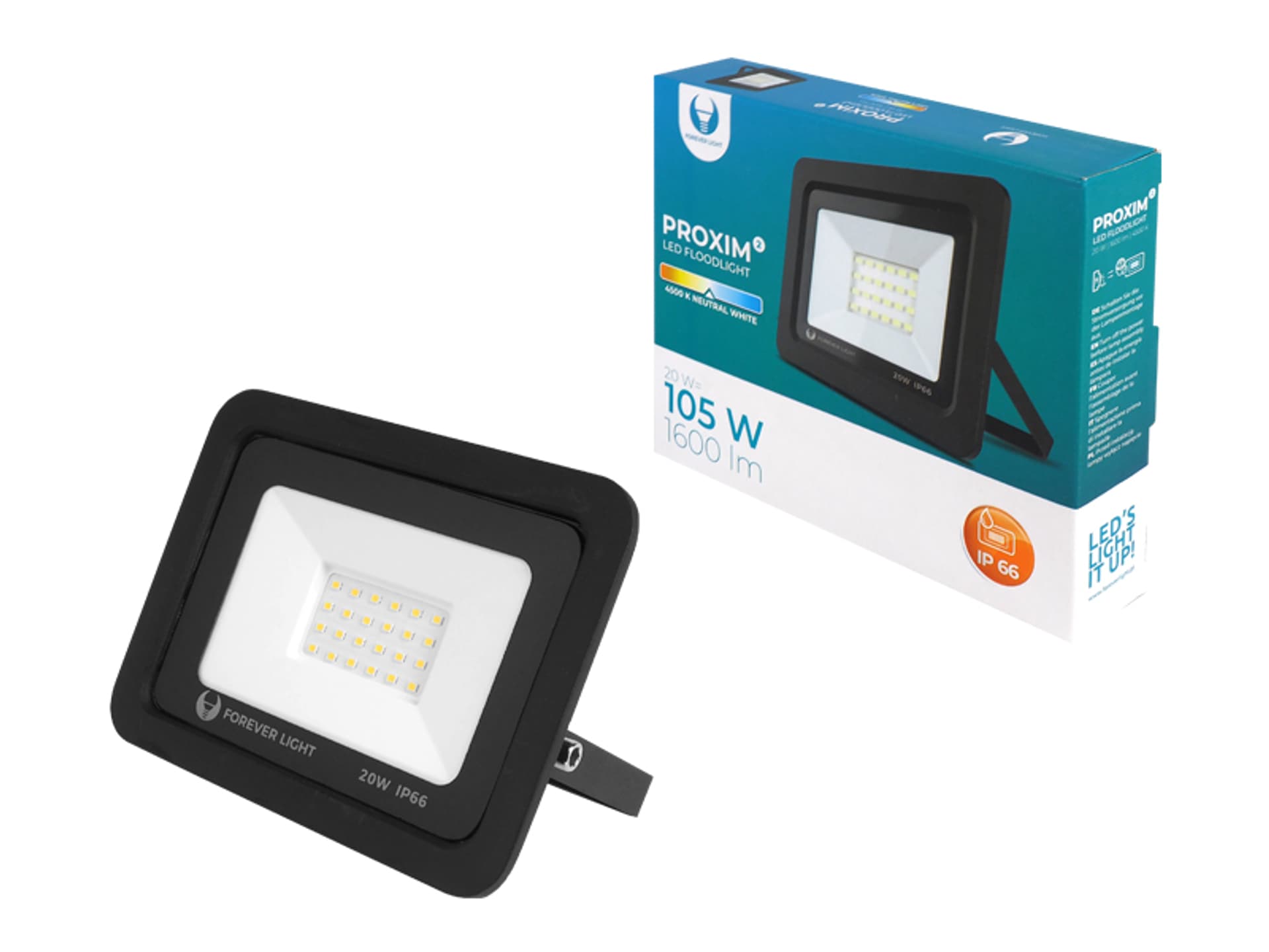 

1 szt. PS Naświetlacz PROXIM II SLIM LED SMD 20 W, światło białe neutralne 4500K.