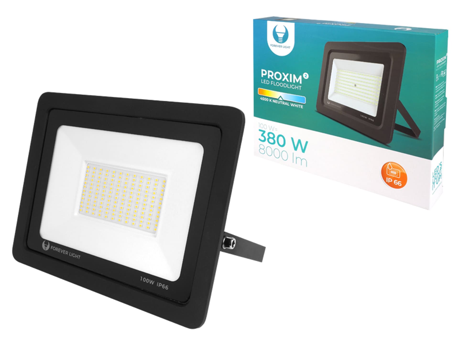 

PS Naświetlacz PROXIM II SLIM LED SMD 100 W, światło białe neutralne 4500 K. (1LM)
