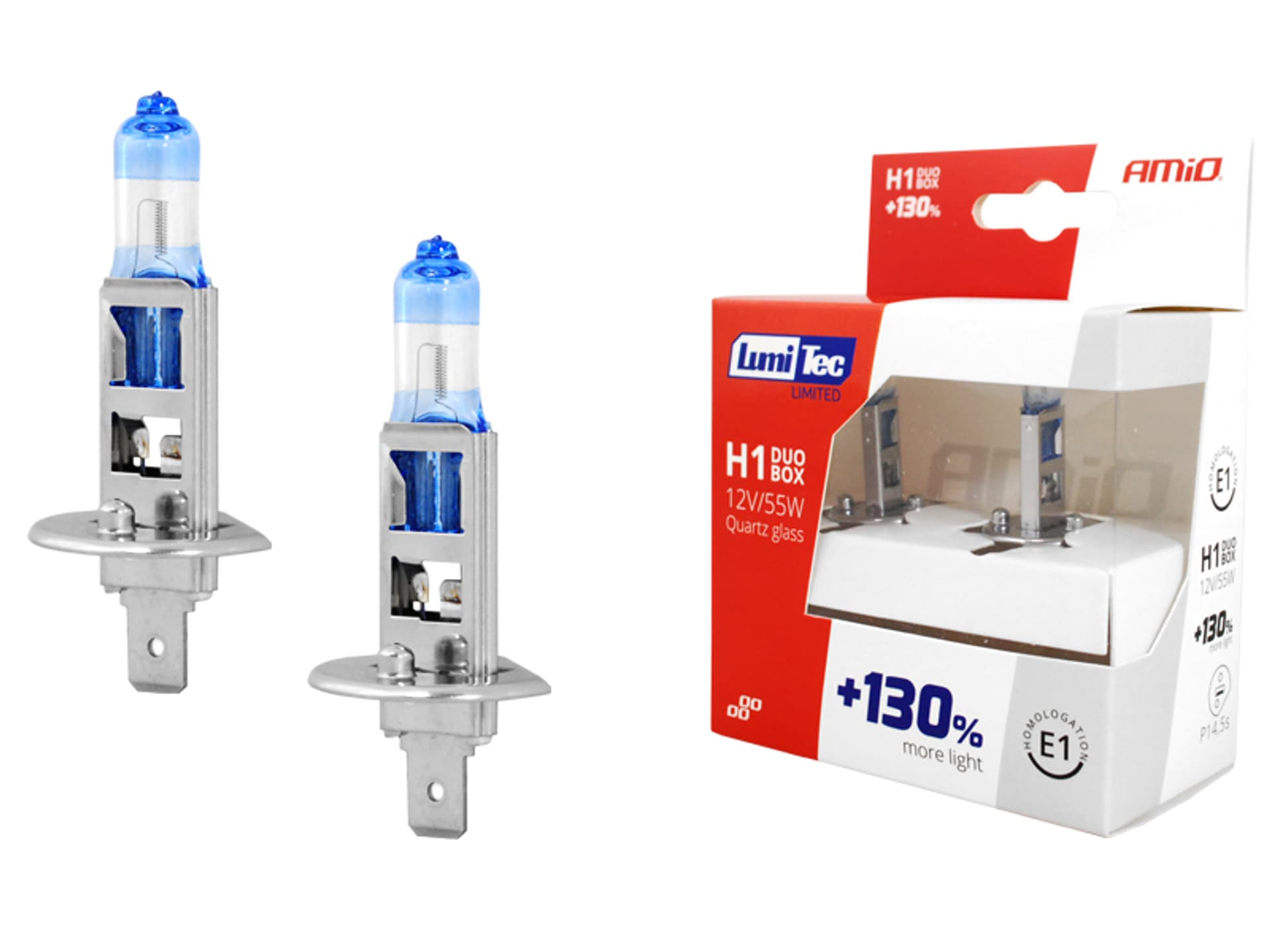 

Zestaw żarówek halogenowych H1 12V 55W LumiTec LIMITED +130%. Komplet 2 sztuki. (1LM)