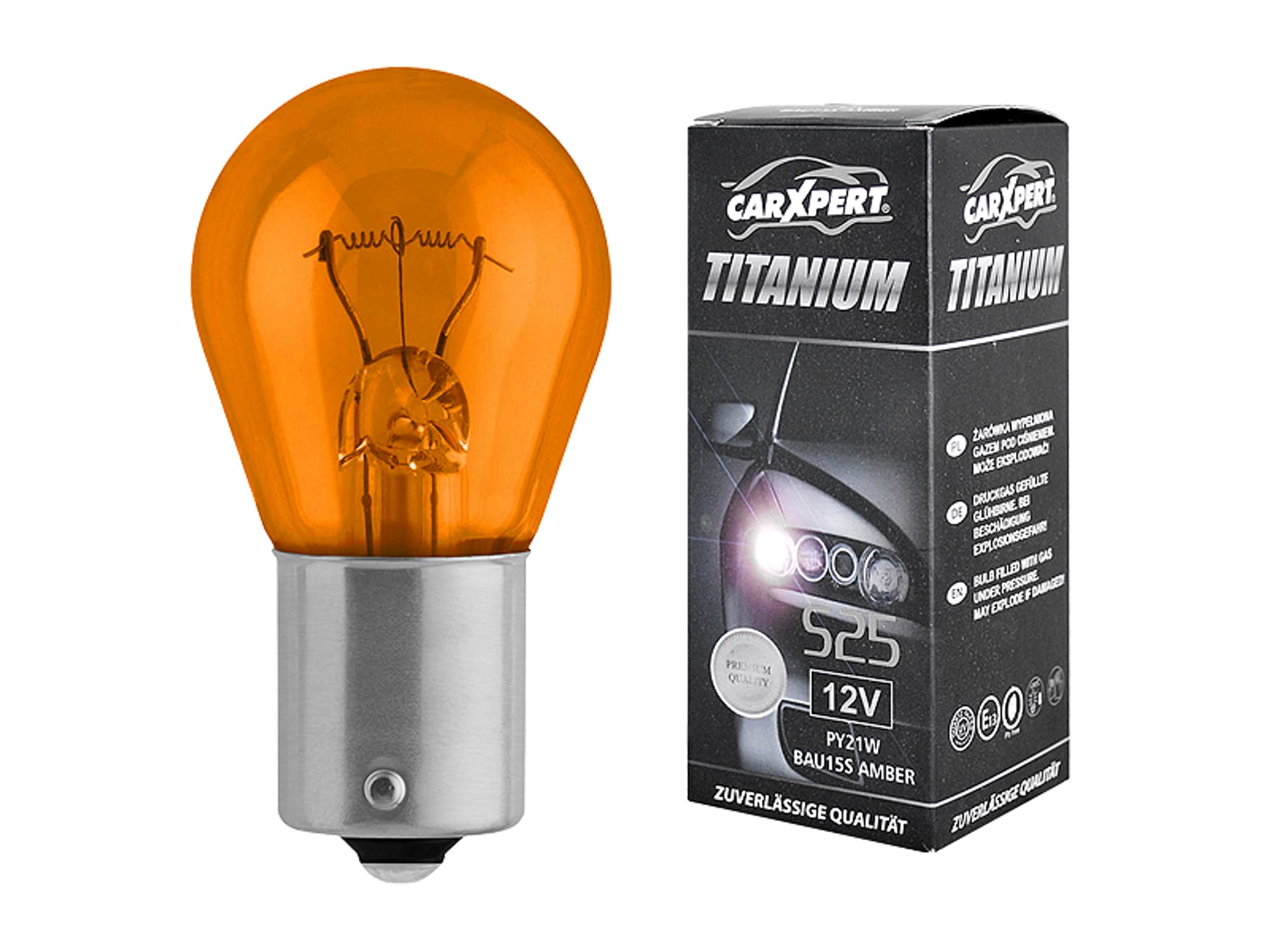 

10 szt. Żarówka samochodowa PY21W 12V 21W BAU15s amber.