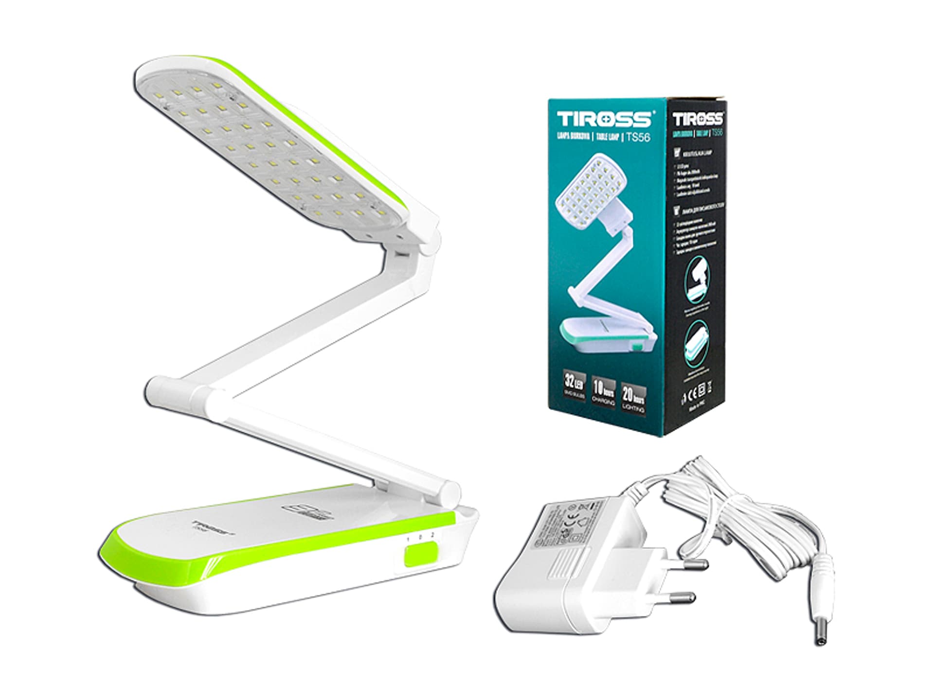 

1 szt. Lampka biurkowa 32-LED TS-56 z akum.200mAh składana zielona