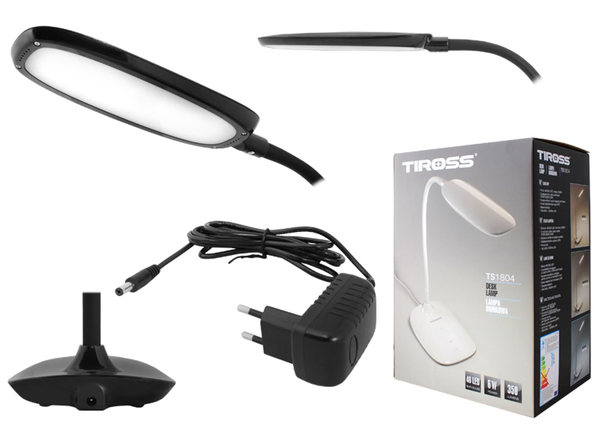 

Lampka biurkowa 48-LED 6W sterowanie dotykowe 3 barwy światła 2700K/4000K/7000K, czarna. (1LM)