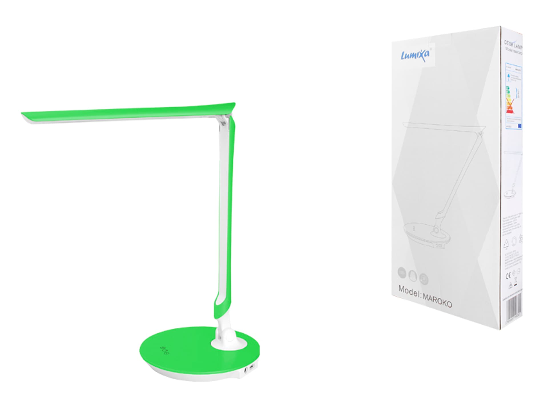 

1 szt. Lampka biurkowa 8W, 4000K, ściemnialna, USB, zielona, MAROKO.