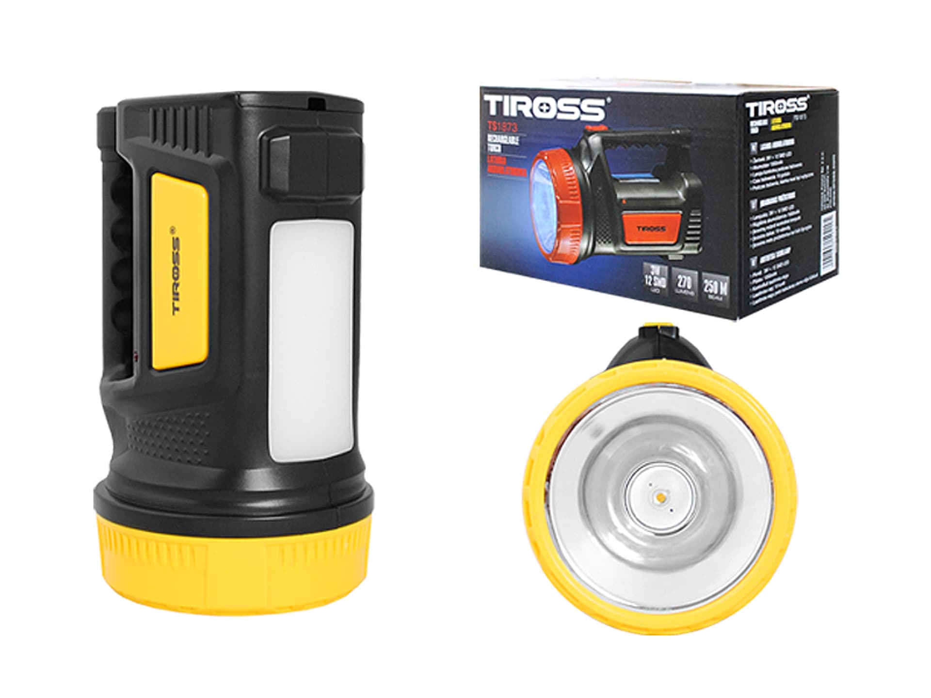 

1 szt. Latarka ręczna 1-LED 3W+12LED SMD z akumulatorem 1000mAh, żółta.