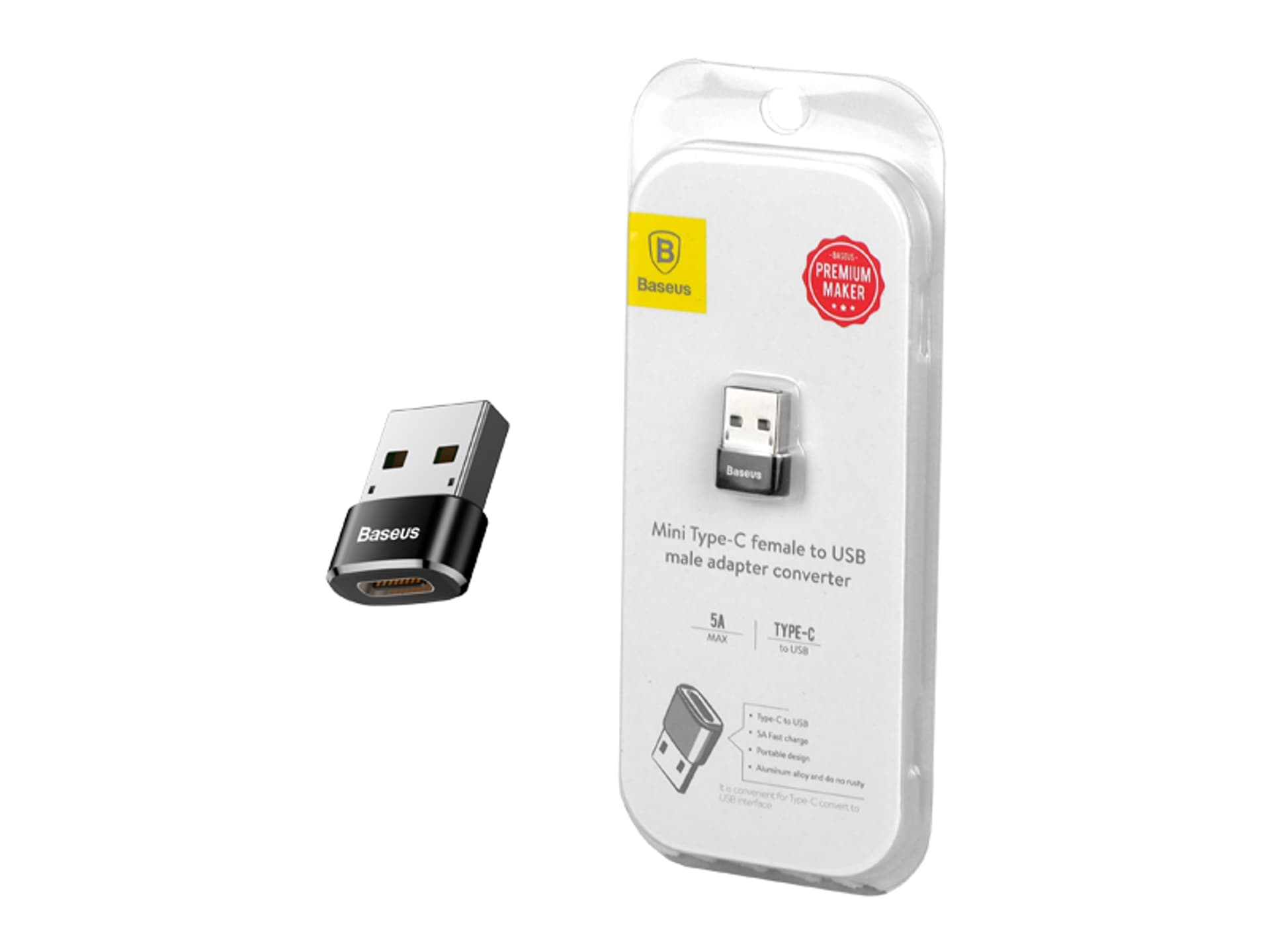 

Adapter wtyk USB-A - gniazdo USB Type-C, Baseus 5 A. (1LM)