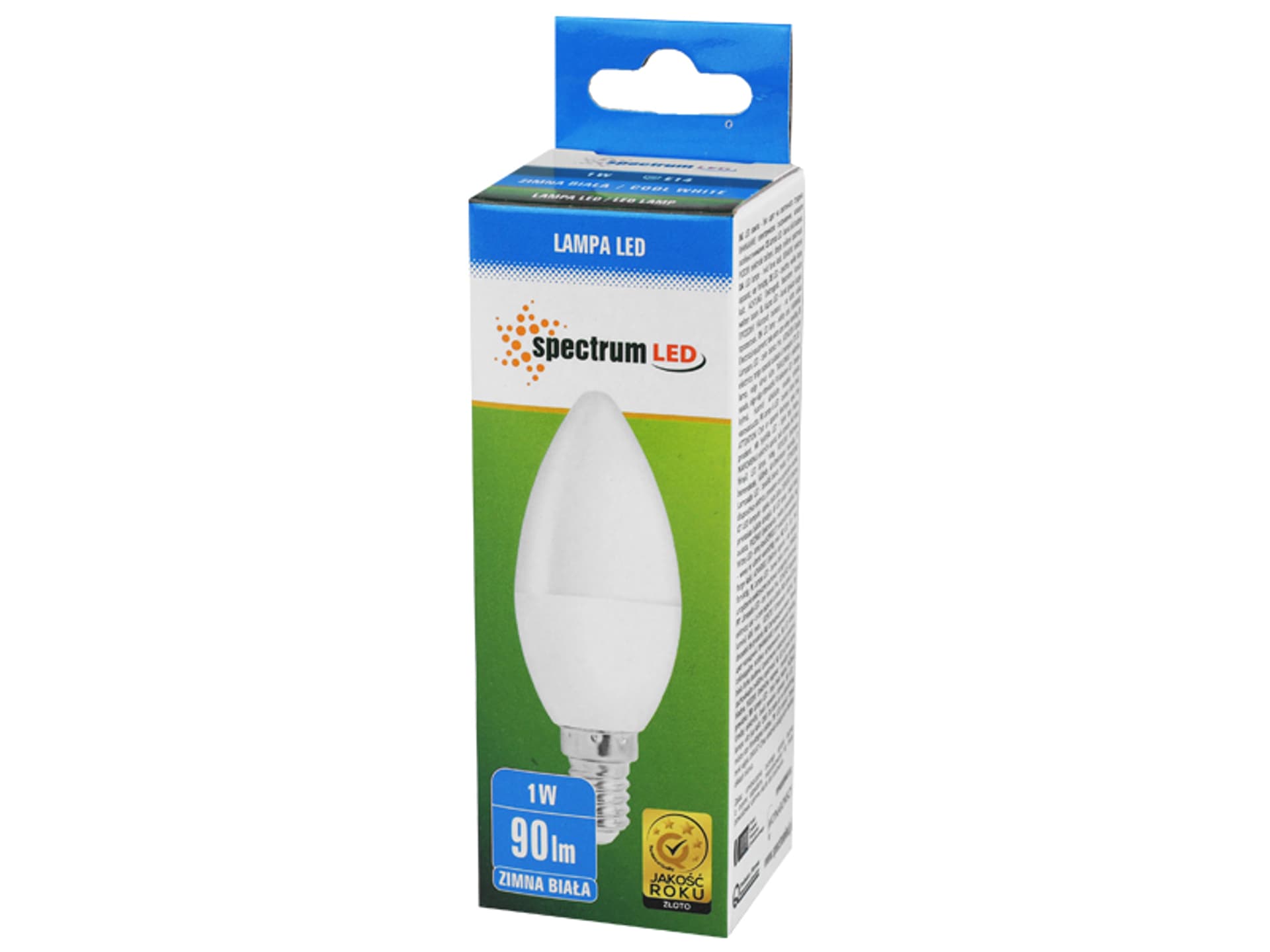 

1 szt. Żarówka LED świecowa E14, 230 V, 1 W, CW, zimna biel, WOJ14453.