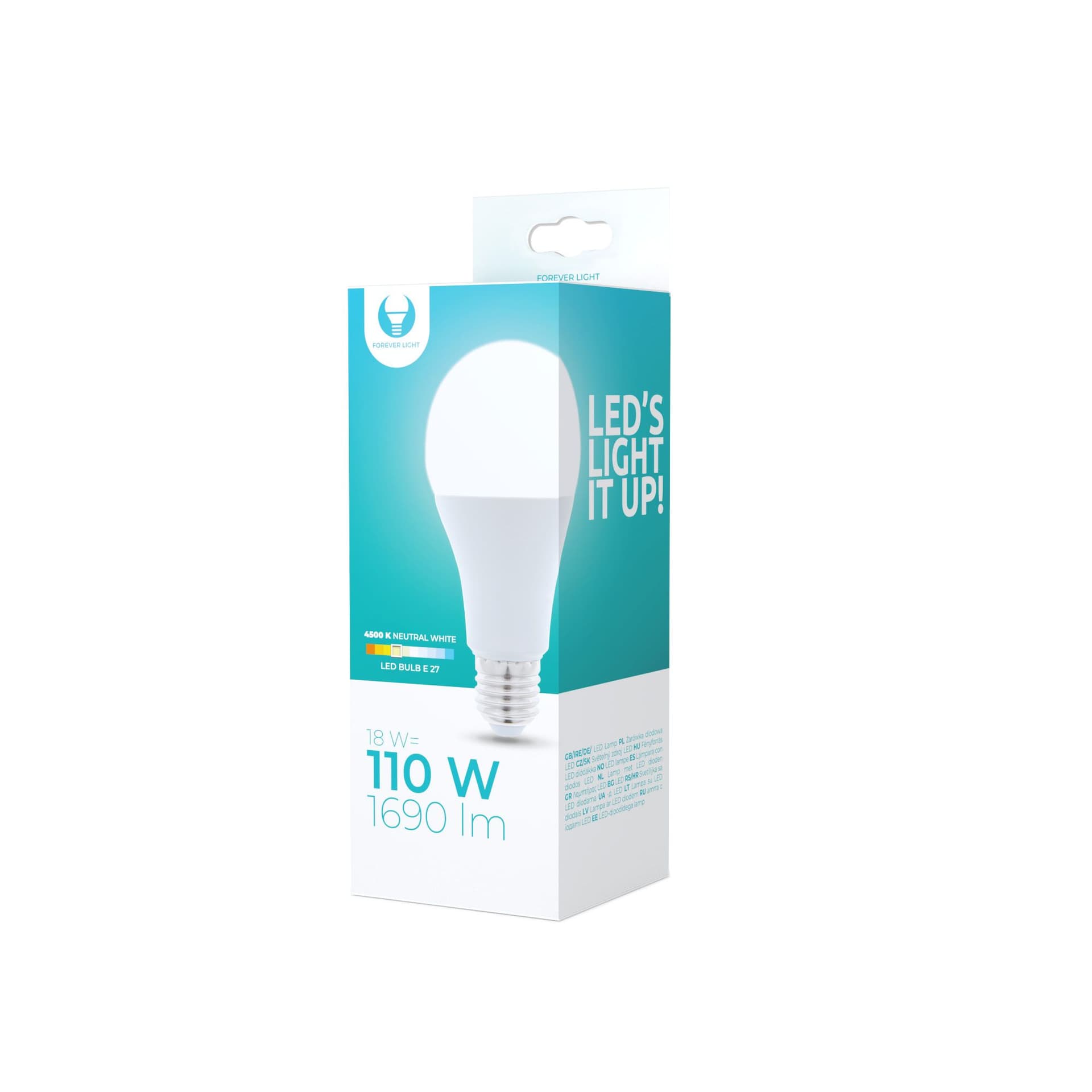 

1 szt. Żarówka LED E27 A65 18W 230V 4500K 1690lm Forever Light.