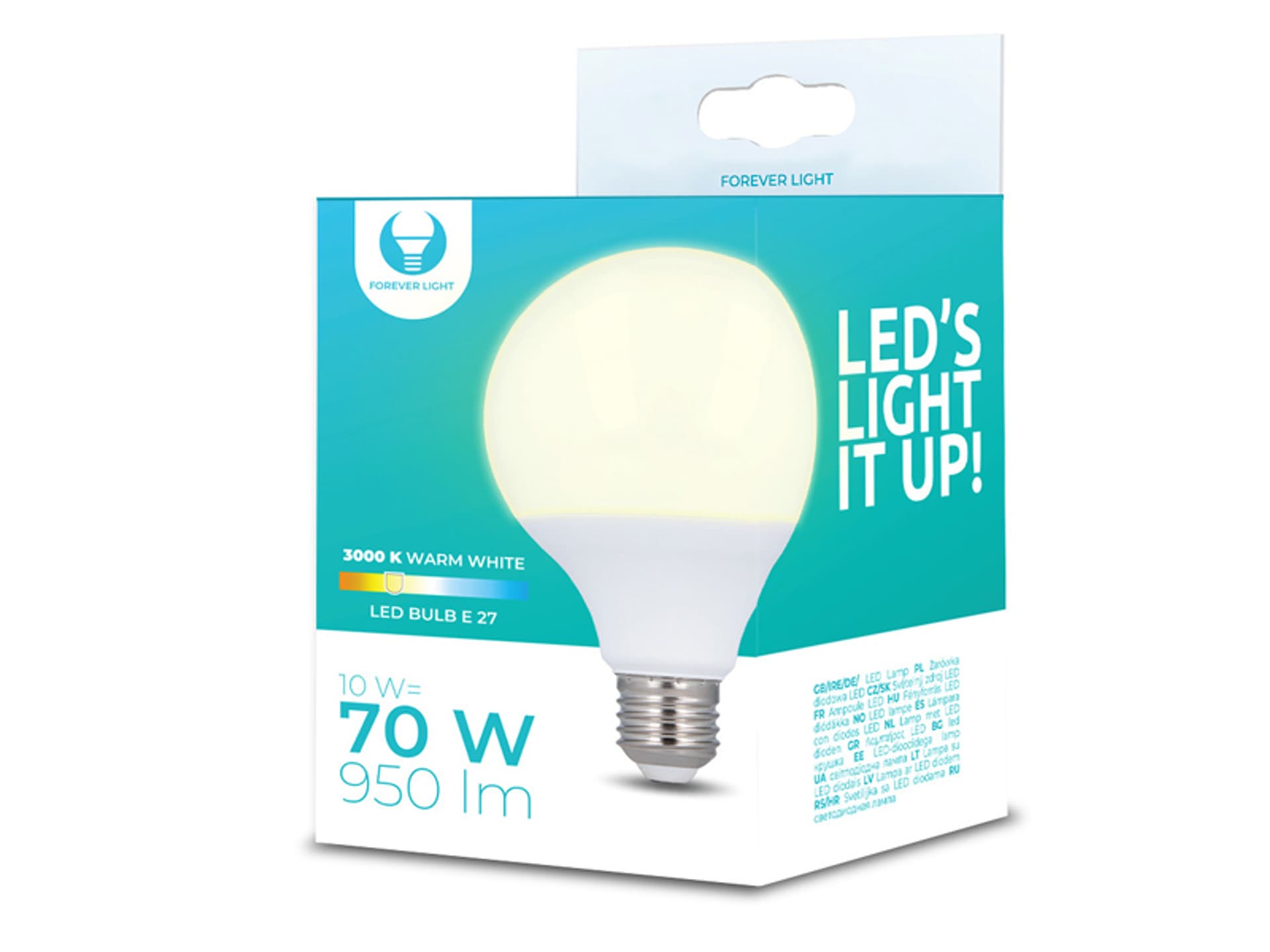 

1 szt. Żarówka LED Forever Light E27, G95, 10 W, 230 V, 4500 K, 950 lm.