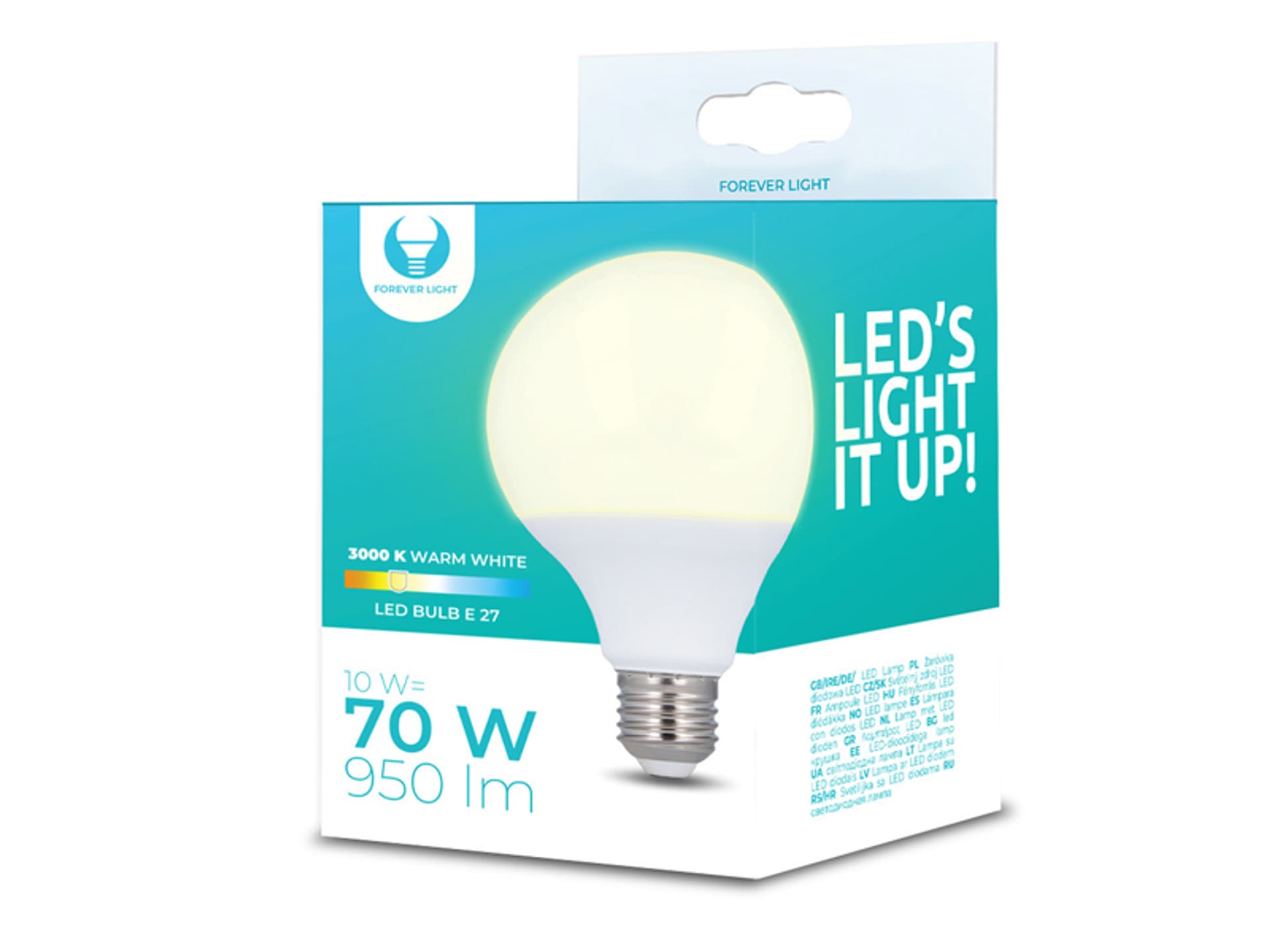 

1 szt. Żarówka LED Forever Light E27, G95, 10 W, 230 V, 3000 K, 950 lm.