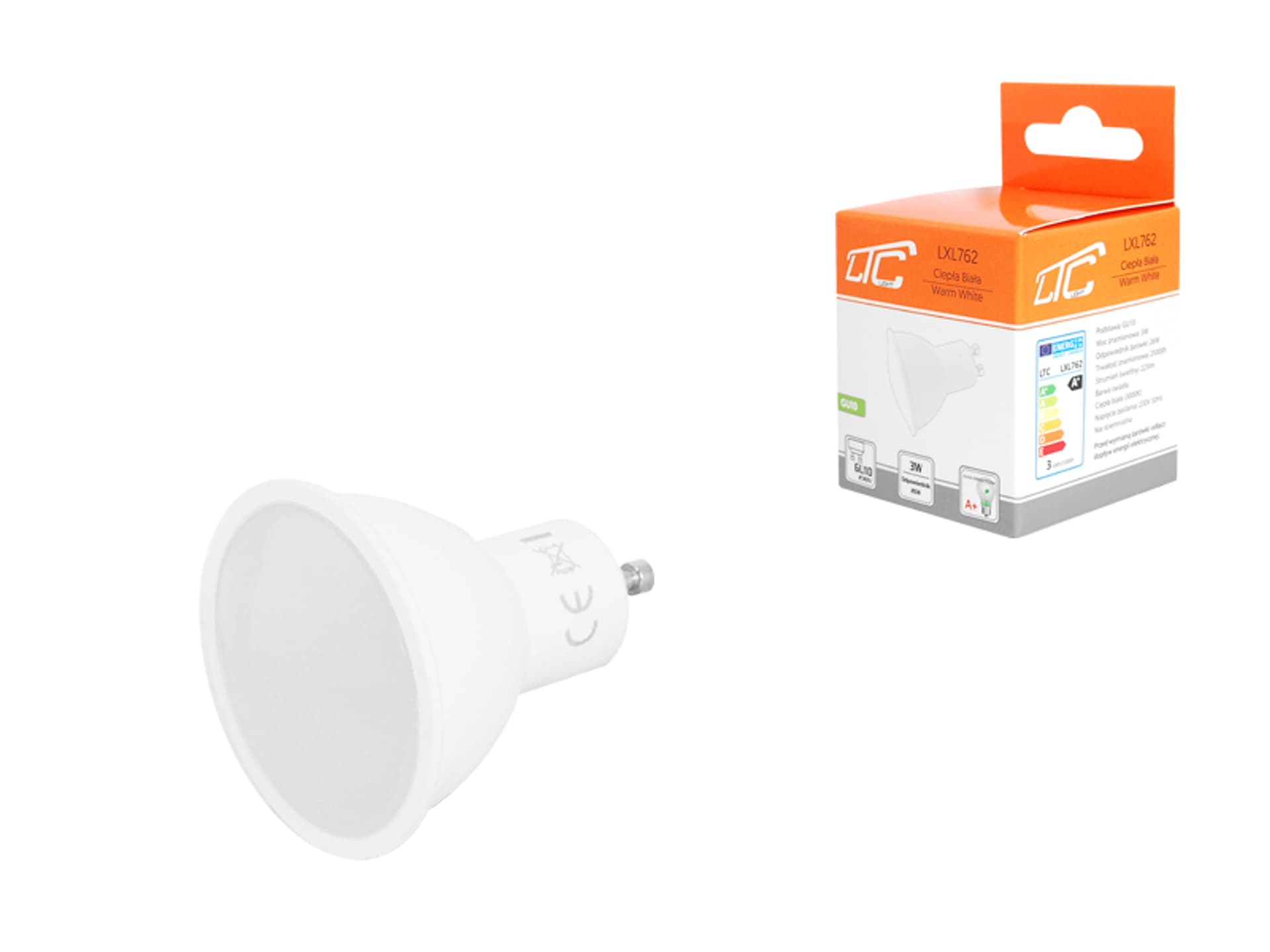

1 szt. PS Żarówka LED LTC, GU10 SMD 3W 230V, światło ciepłe białe, 225lm.