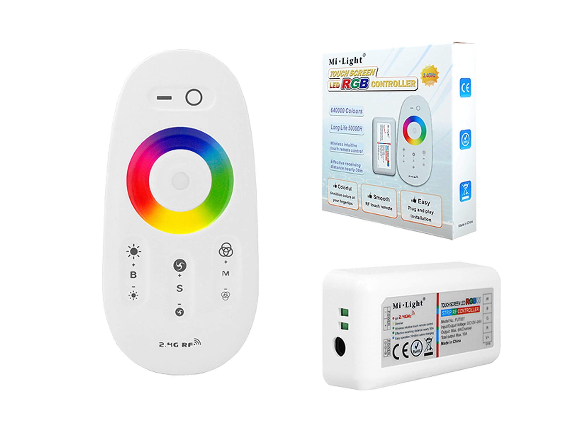 

1 szt. Sterownik RGB+W Mi-Light ODBIORNIK + PILOT 288W 1-strefa, sterowanie radiowe, funkcja ściemniania, 10A, FUT027.