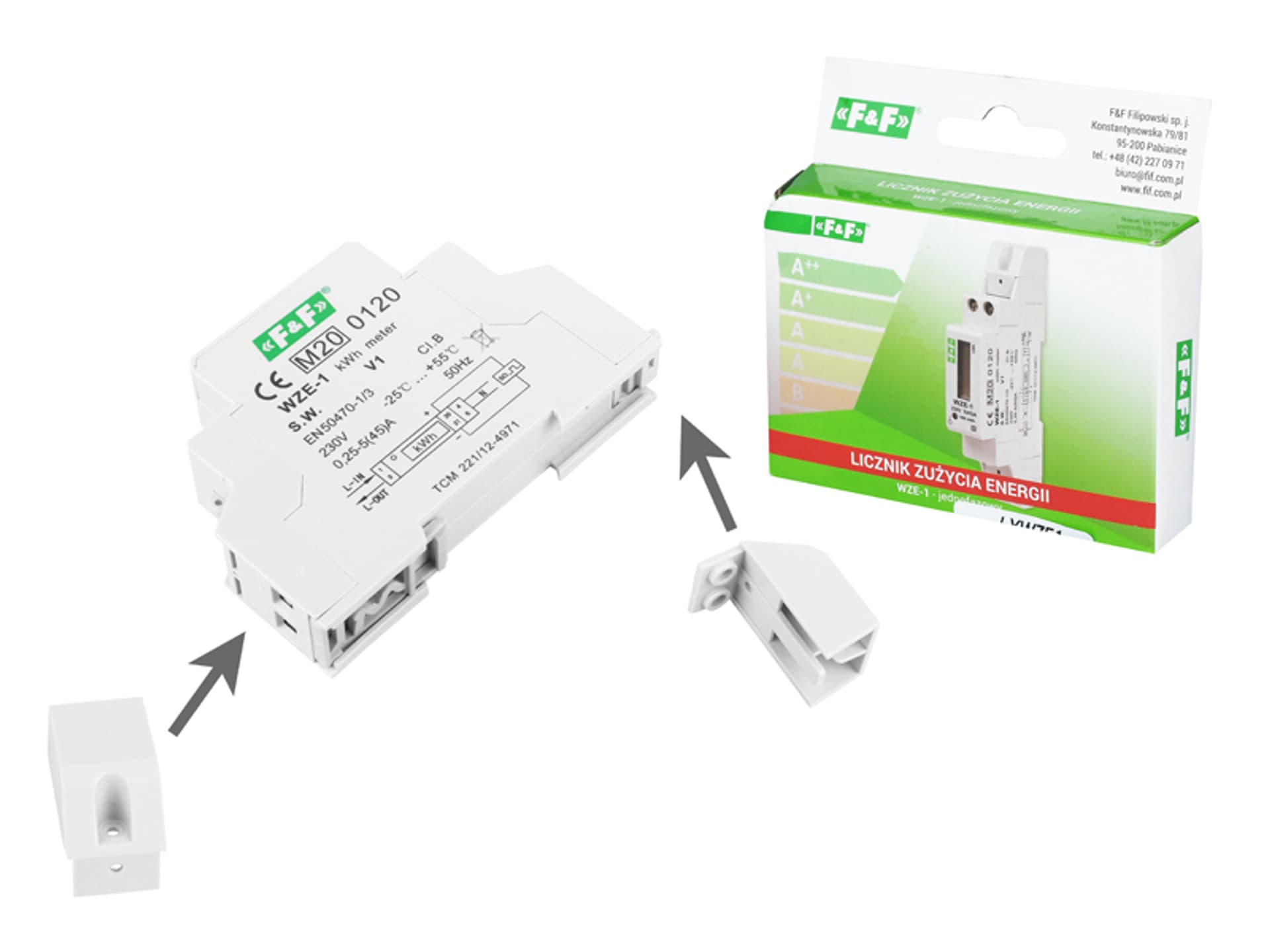 

Licznik zużycia energii na szynę 1-FAZ/1-MOD LCD5(45) AF&F. (1LM)