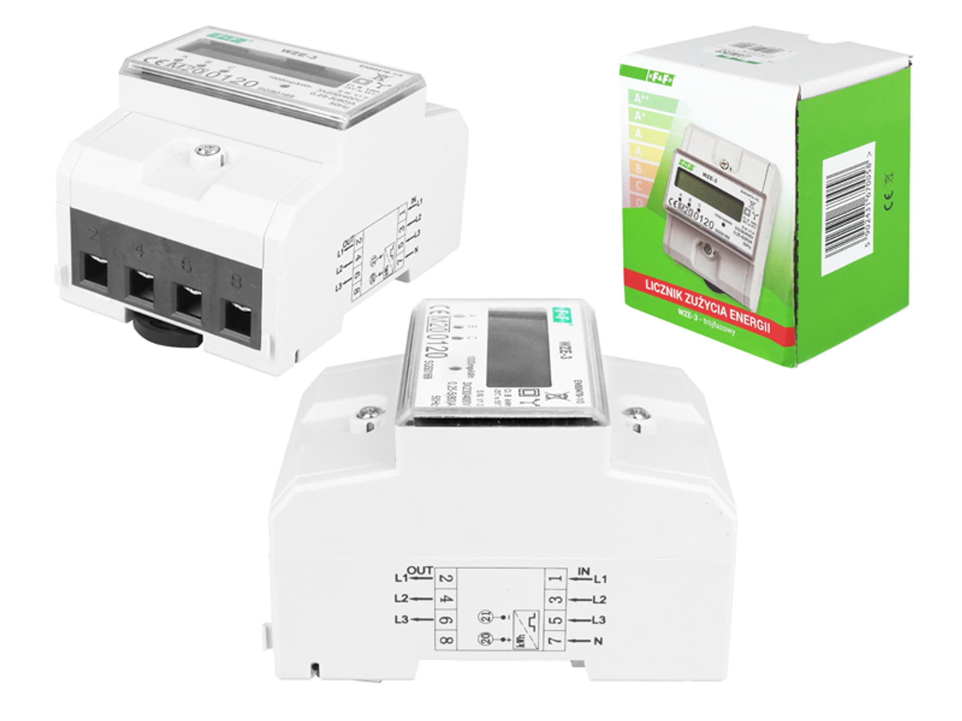 

Licznik zużycia energii na szynę 3-FAZ/3-MOD LCD3x5 (45)A F&F. (1LM)