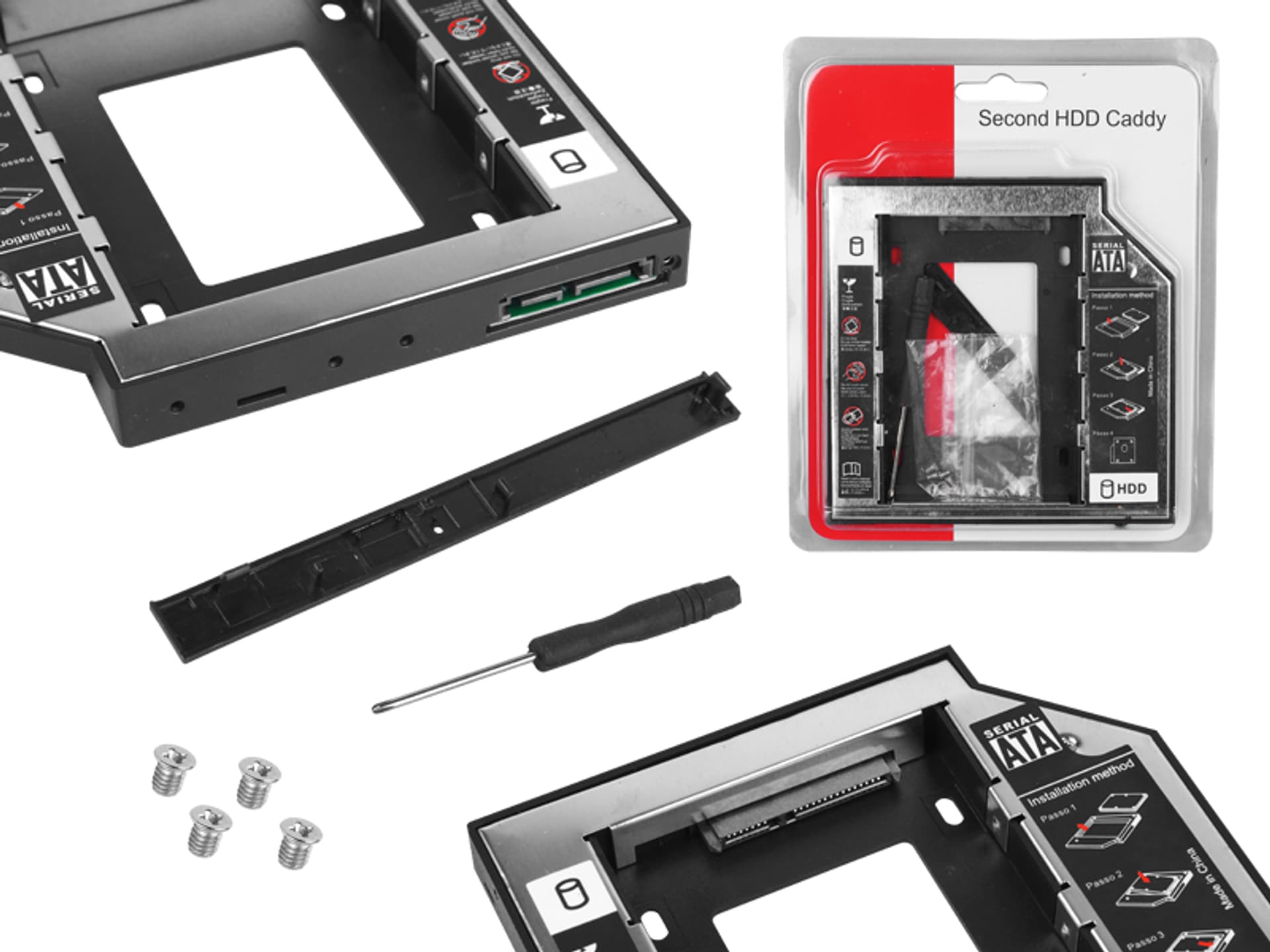 

Obudowa dysku HDD/SSD 2,5", adapter DVD-HDD, SATA, 9,5 mm. (1LM)