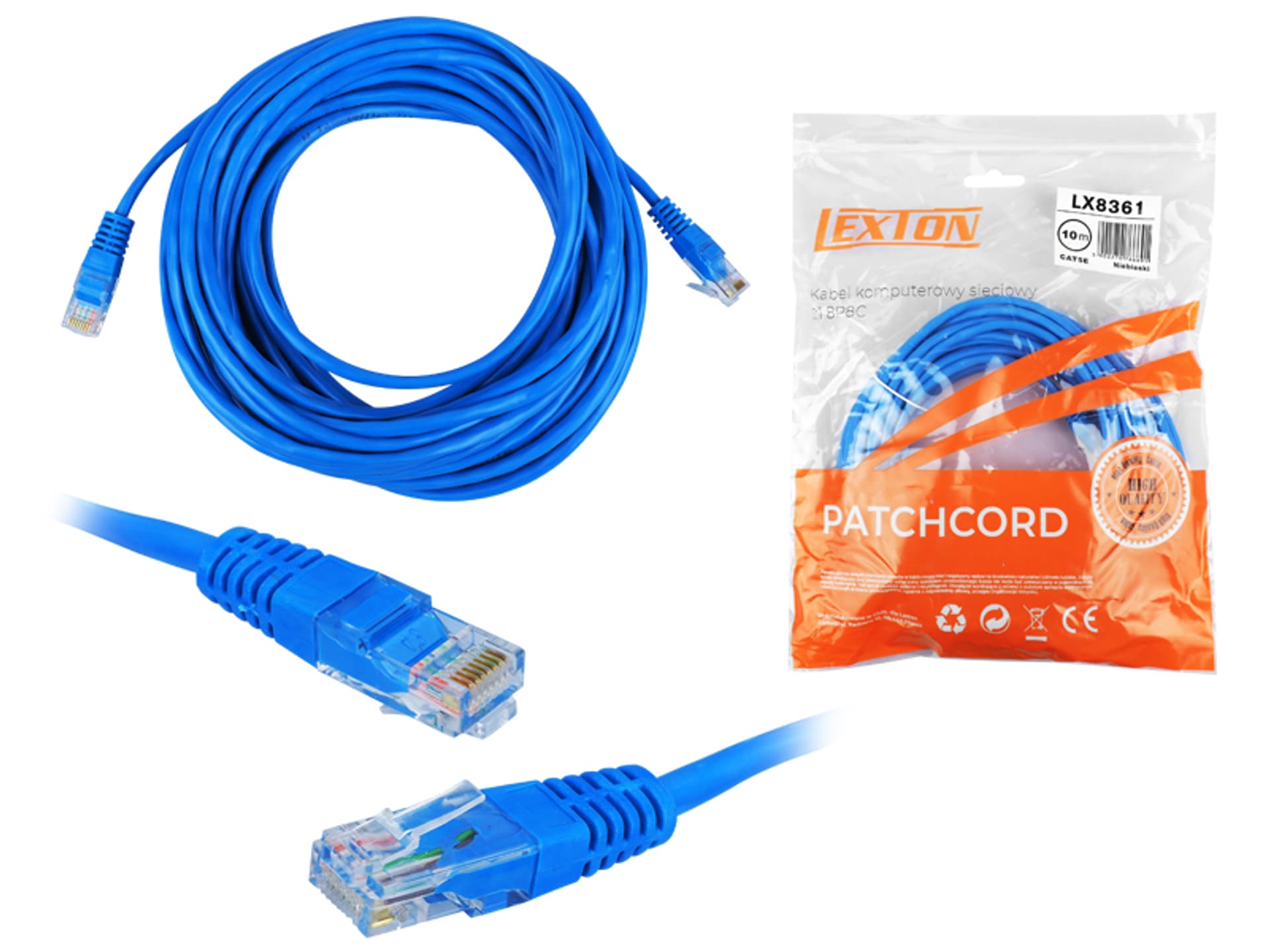

Kabel komputerowy sieciowy 1:1 8p8c, 10 m, niebieski (patchcord). (1LM)